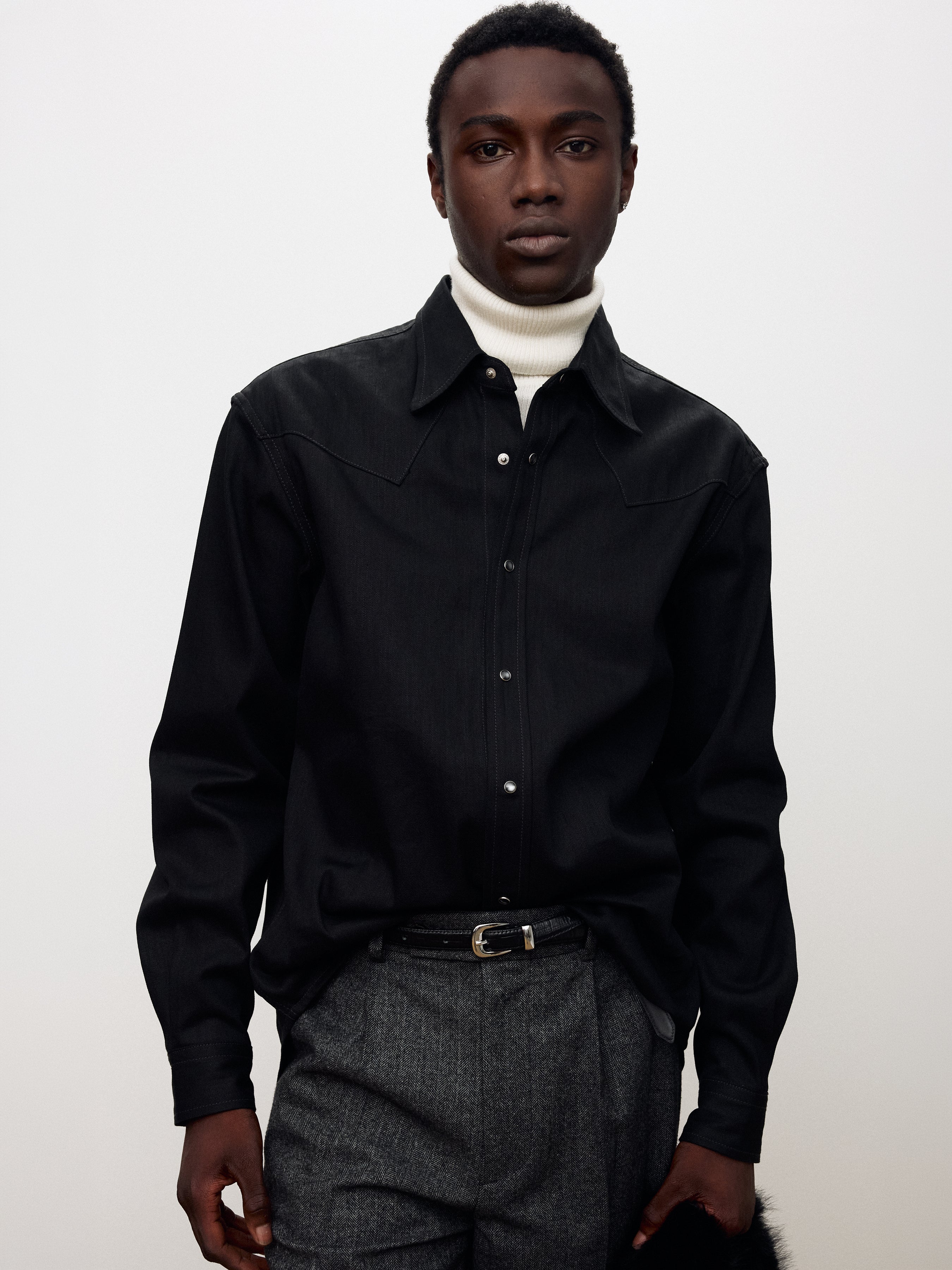 RAW DENIM WESTERN SHIRT_ BLACK