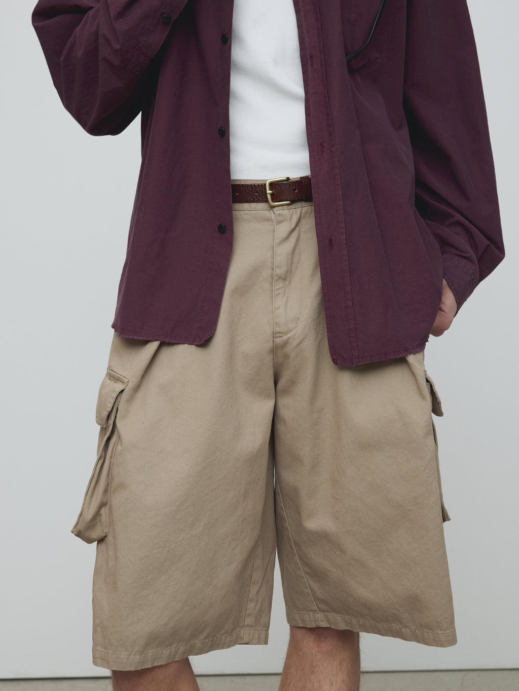 SILK COTTON GARMENT-DYED SHIRT_ FADED BURGUNDY
