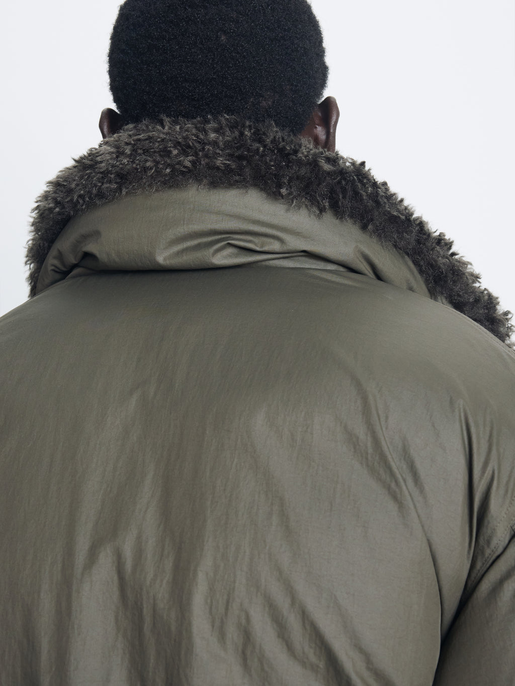 SHEARLING COLLAR PUFFER BLOUSON_ OLIVE