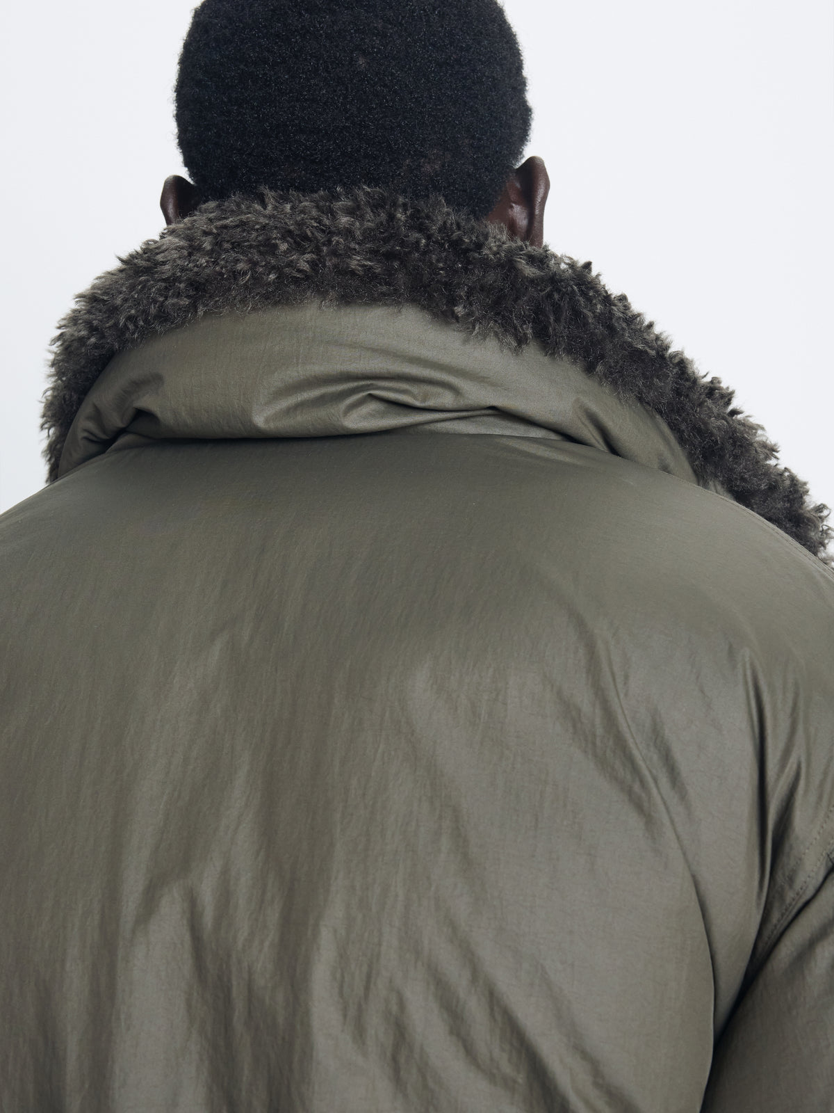 SHEARLING COLLAR PUFFER BLOUSON_ OLIVE