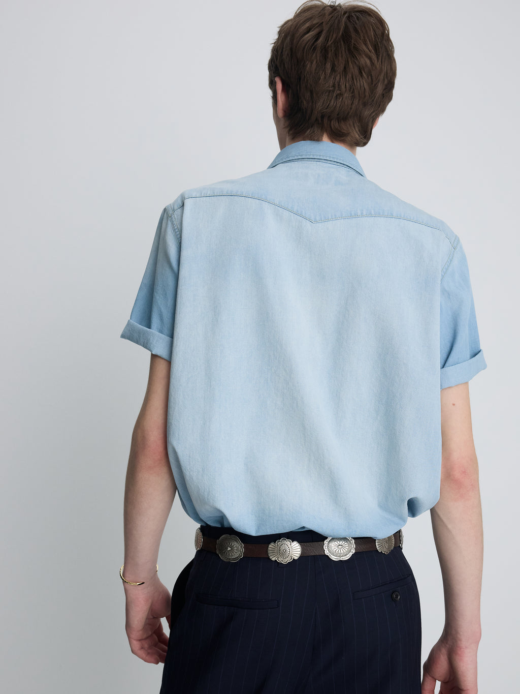 VINTAGE DENIM WESTERN SHIRT_ LIGHT WASHED BLUE