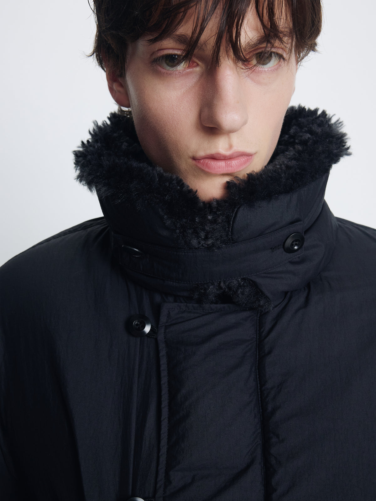 SHEARLING COLLAR PUFFER BLOUSON_ BLACK