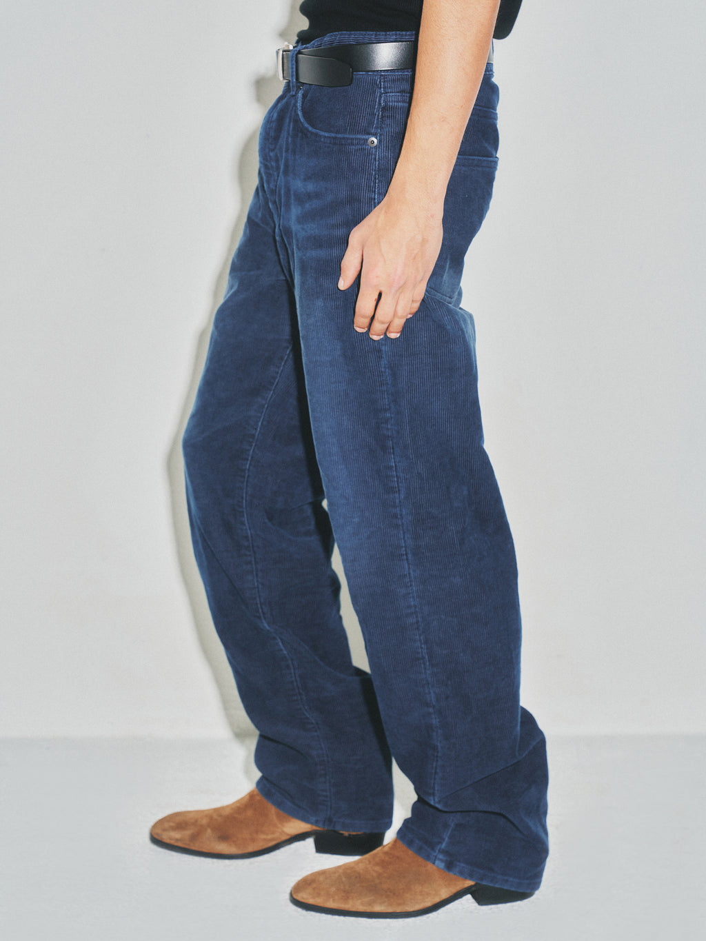 Indigo Garment-dyed Straight Cut Corduroy Pants_ Faded Indigo