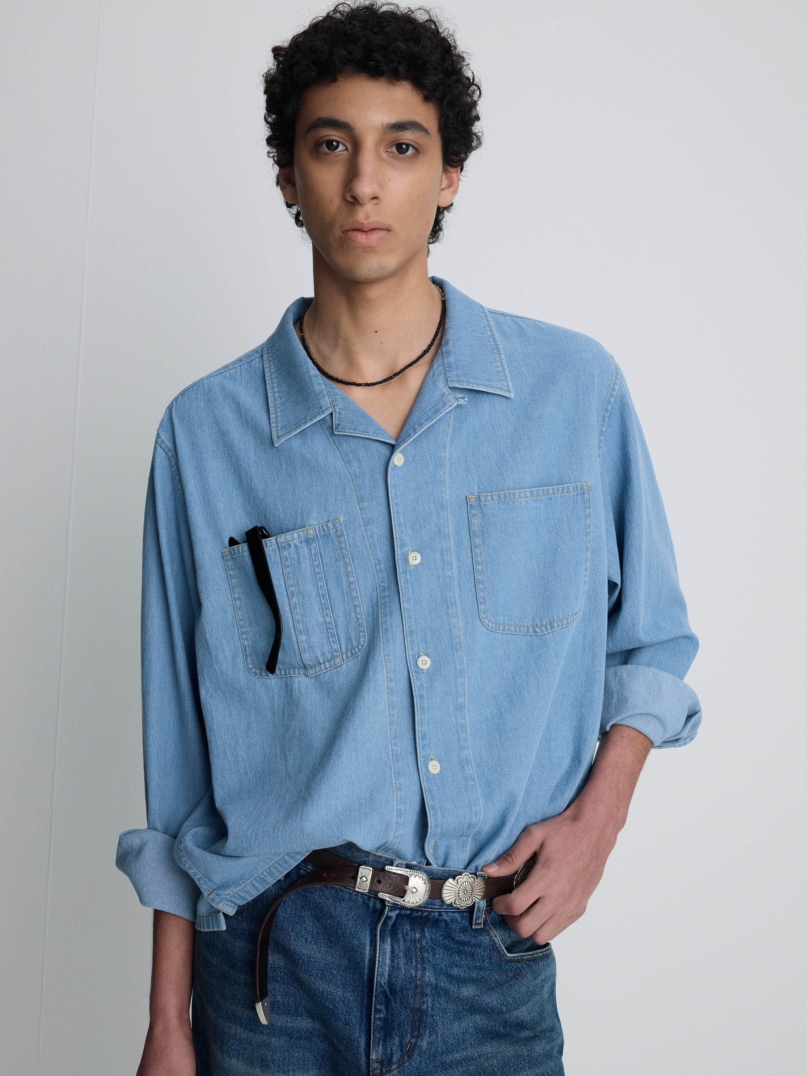 (2026/05/22 Open) TWO POCKET SOFT DENIM SHIRT_ LIGHT INDIGO