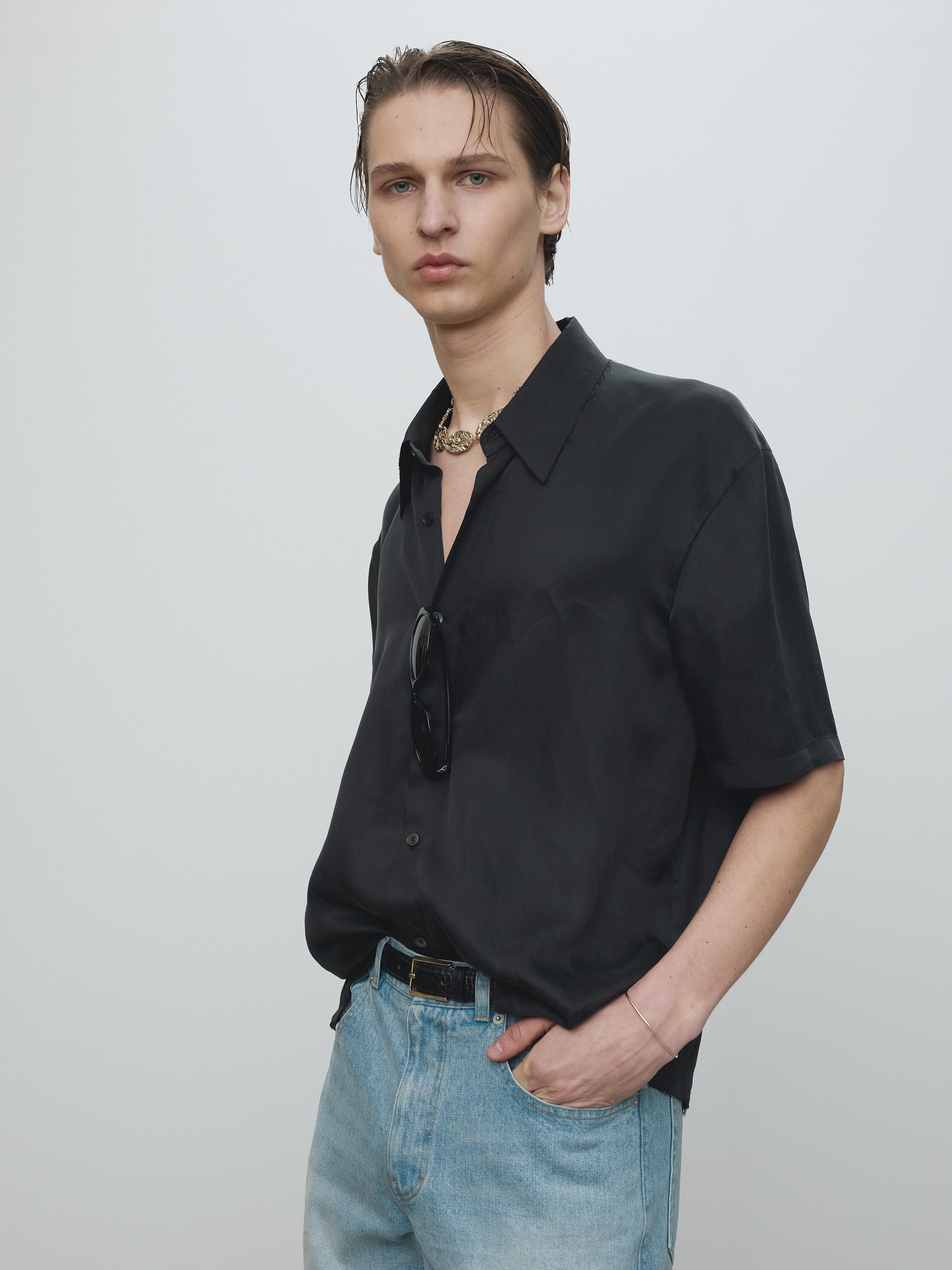 FLUID CUPRO SHIRT (JAPANESE FABRIC)_ CARBON