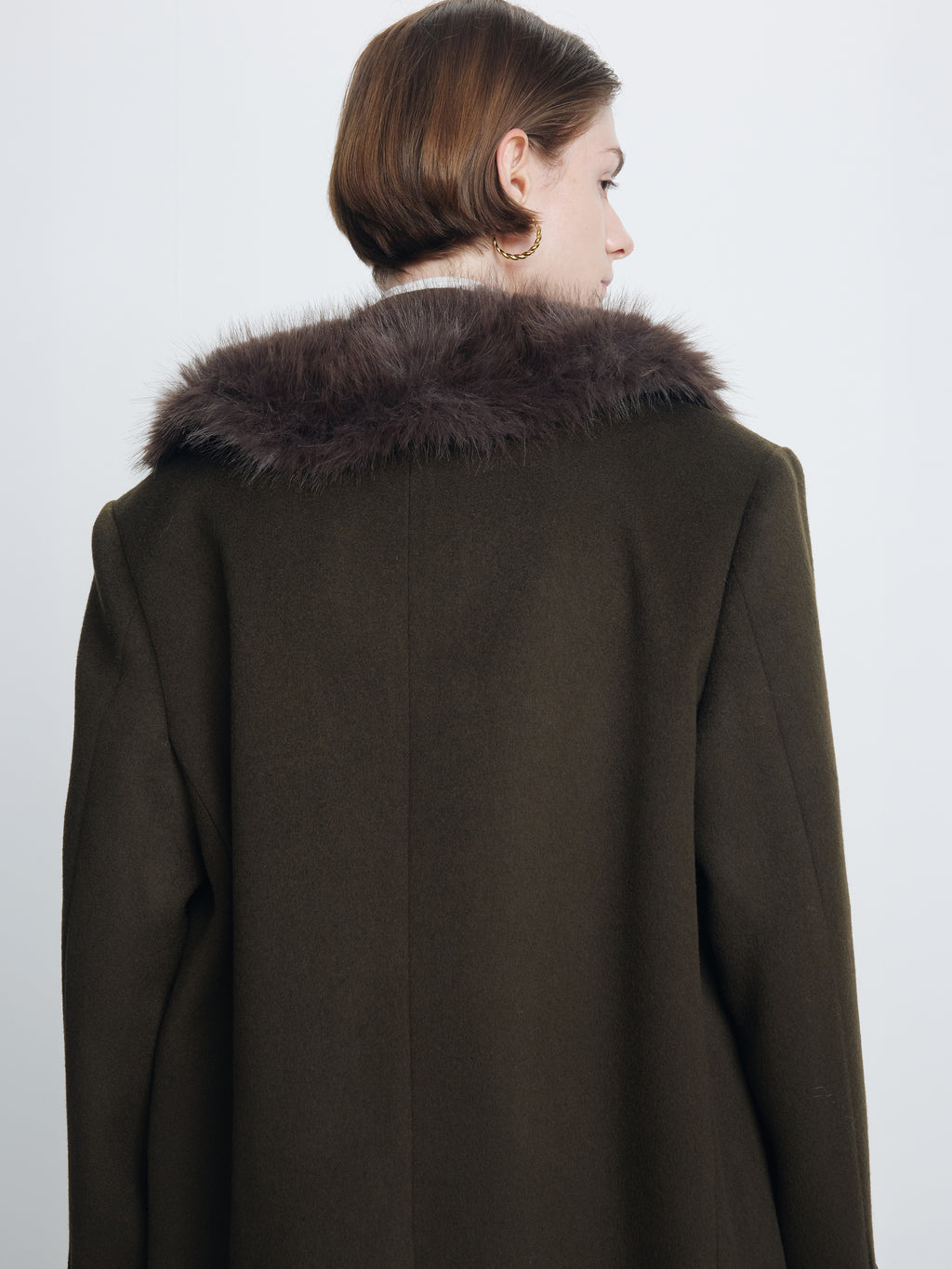 (W) WOOL TAILORED DOUBLE-BREASTED MAXI COAT_ KHAKI DARK BROWN