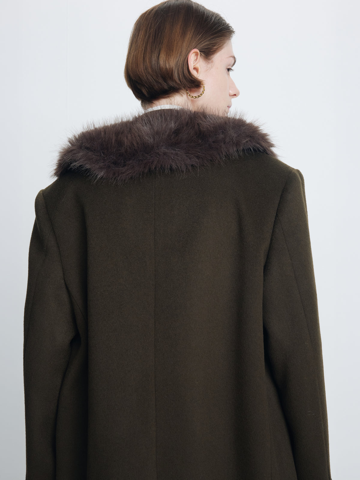 (W) WOOL TAILORED DOUBLE-BREASTED MAXI COAT_ KHAKI DARK BROWN
