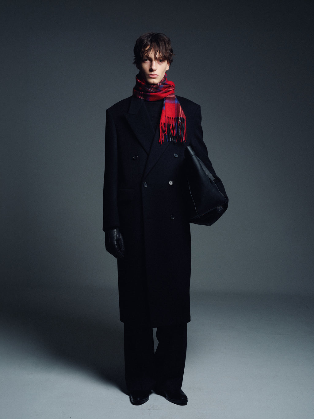 WOOL AND CASHMERE DOUBLE-BREASTED COAT_ BLACK