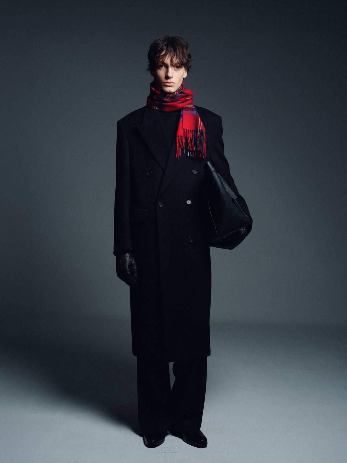 WOOL AND CASHMERE DOUBLE-BREASTED COAT_ BLACK