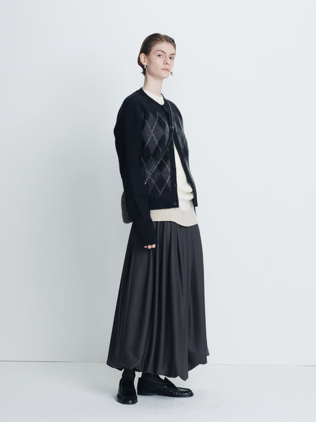 (W) WOOL BALLOON SKIRT_ CHARCOAL