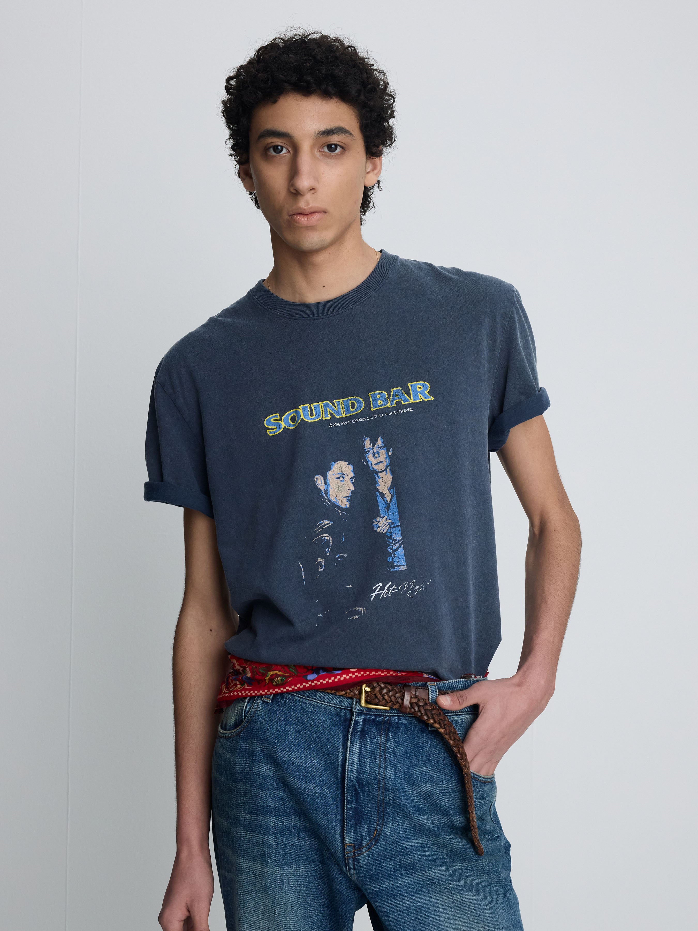 GARMENT-DYED SOUND BAR T-SHIRT_ FADED NAVY