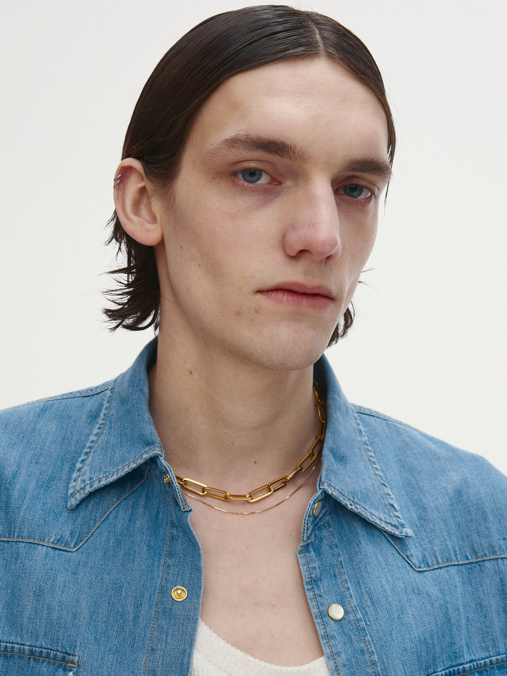 WASHED DENIM HAND-PAINTED WESTERN SHIRT_ WASHED BLUE