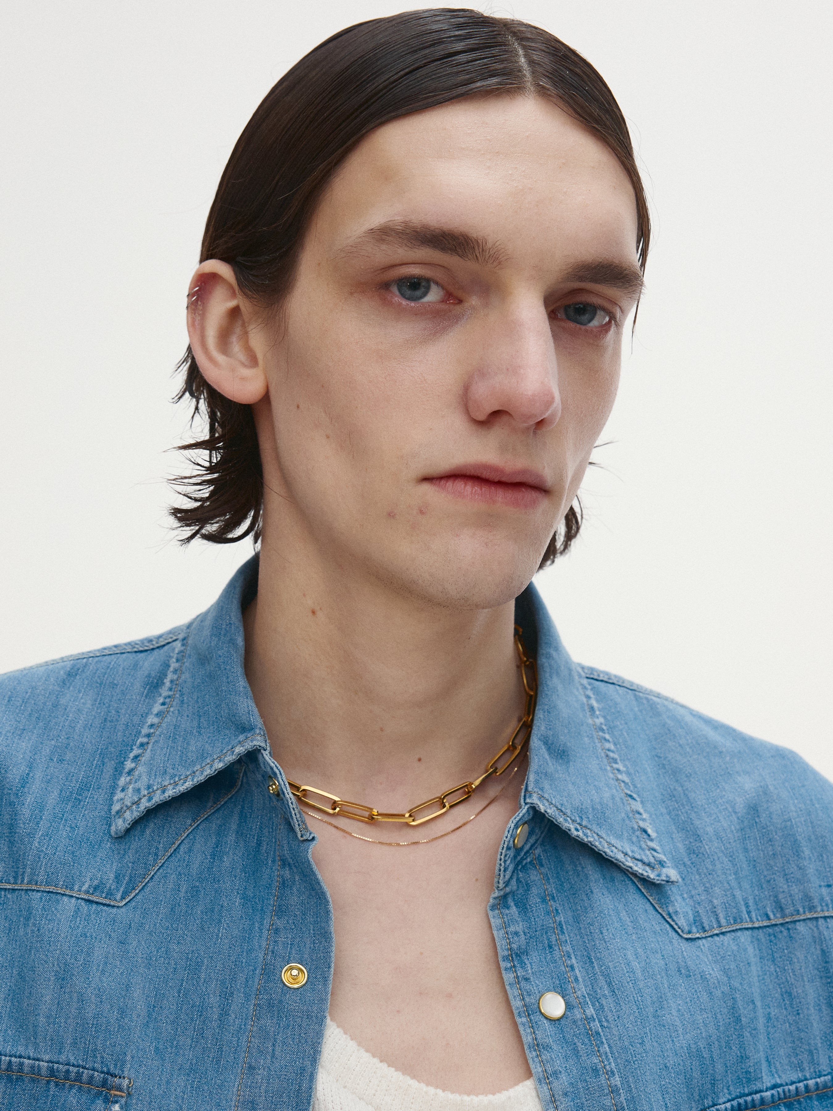 WASHED DENIM HAND-PAINTED WESTERN SHIRT_ WASHED BLUE