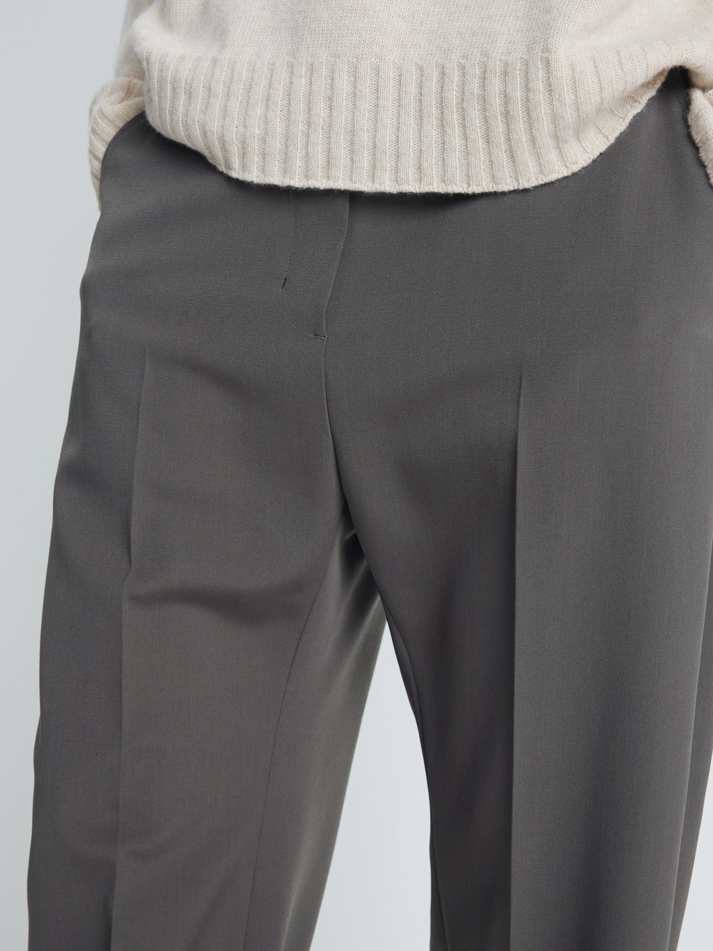 (W) WOOL OVERSIZED TROUSERS_ TAUPE GREY