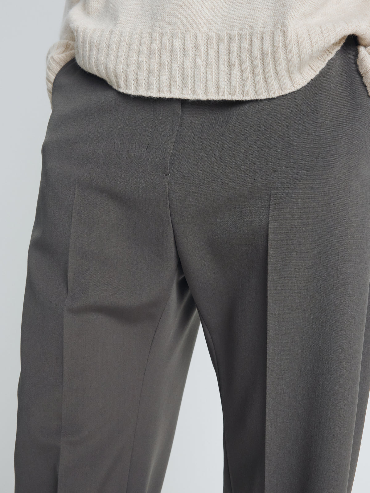 (W) WOOL OVERSIZED TROUSERS_ TAUPE GREY