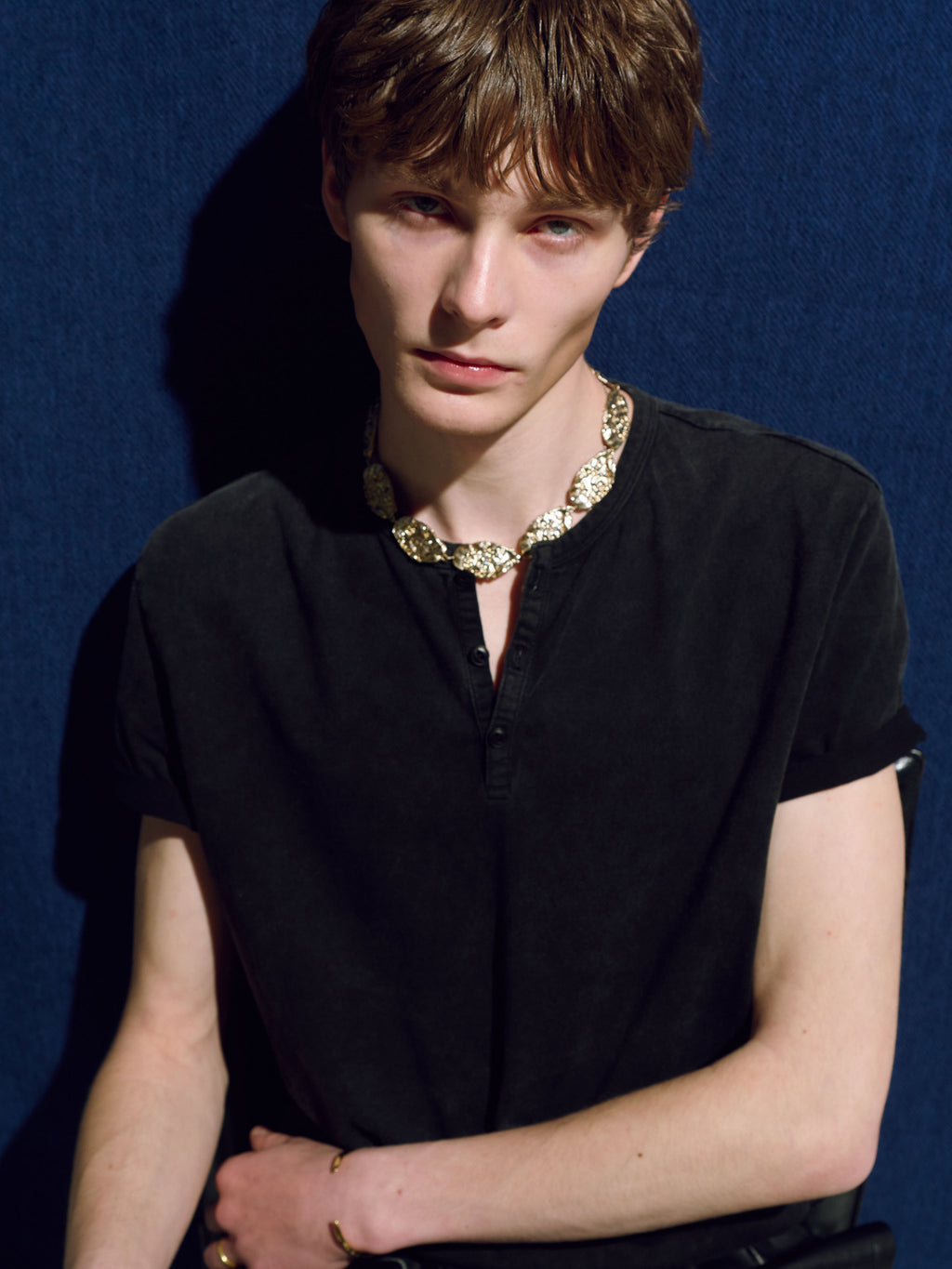 (2026.06.09 Open) GARMENT DYED HENLEY NECK TOP_ VINTAGE BLACK
