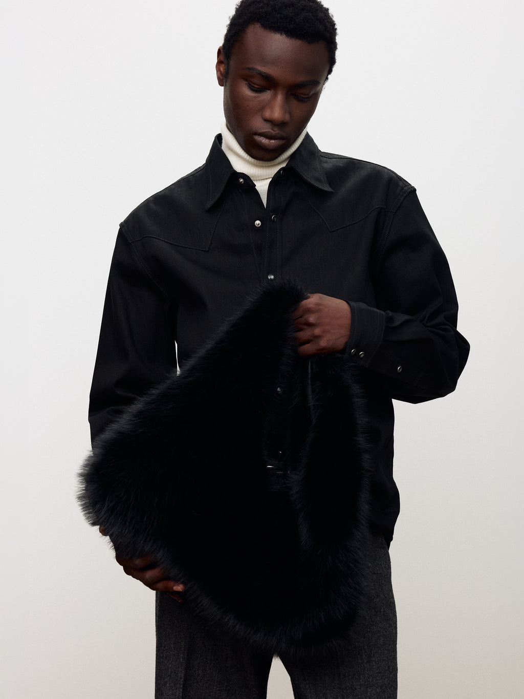 RAW DENIM WESTERN SHIRT_ BLACK