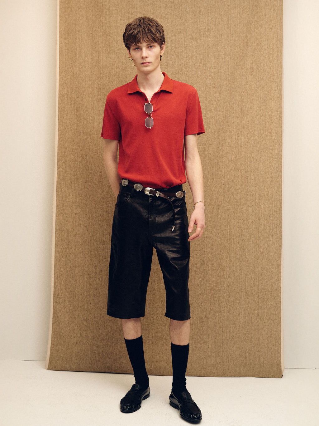 (2026/06/09 Open) SOFT RIBBED POLO SHIRT_ DARK RED