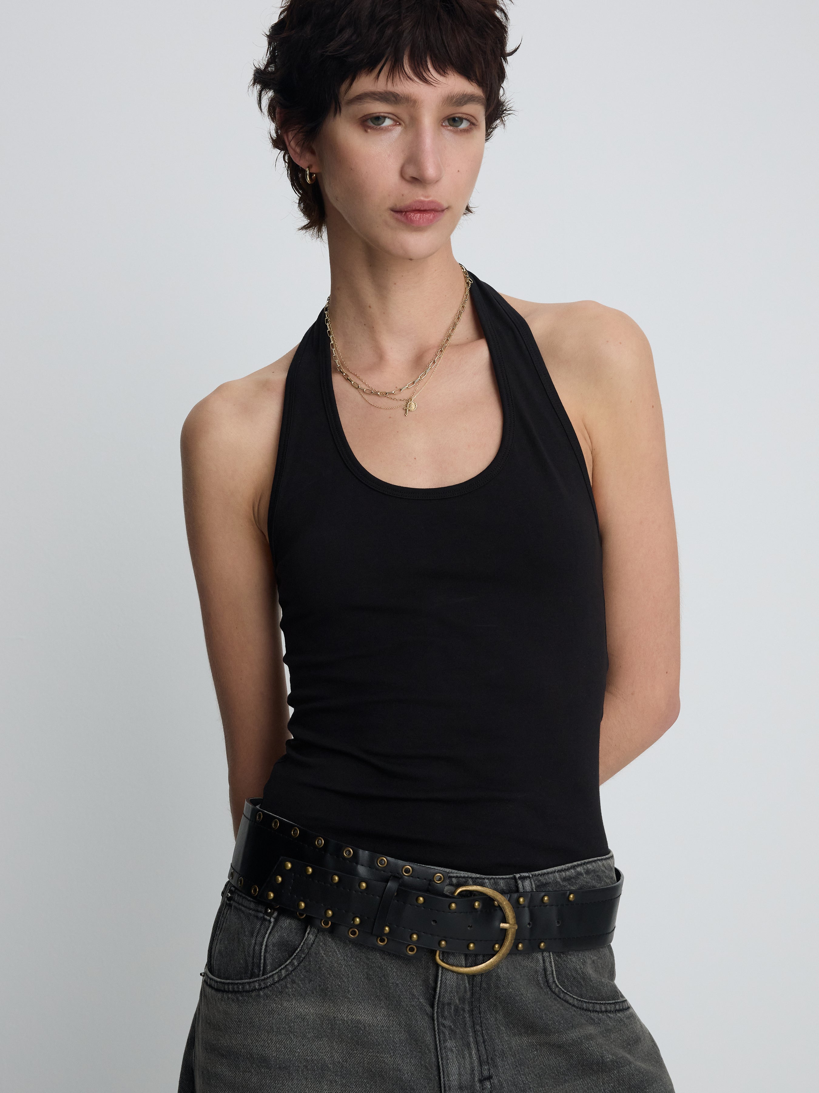 (W) DISTRESSED WIDE-LEG DENIM JEANS_ WASHED BLACK