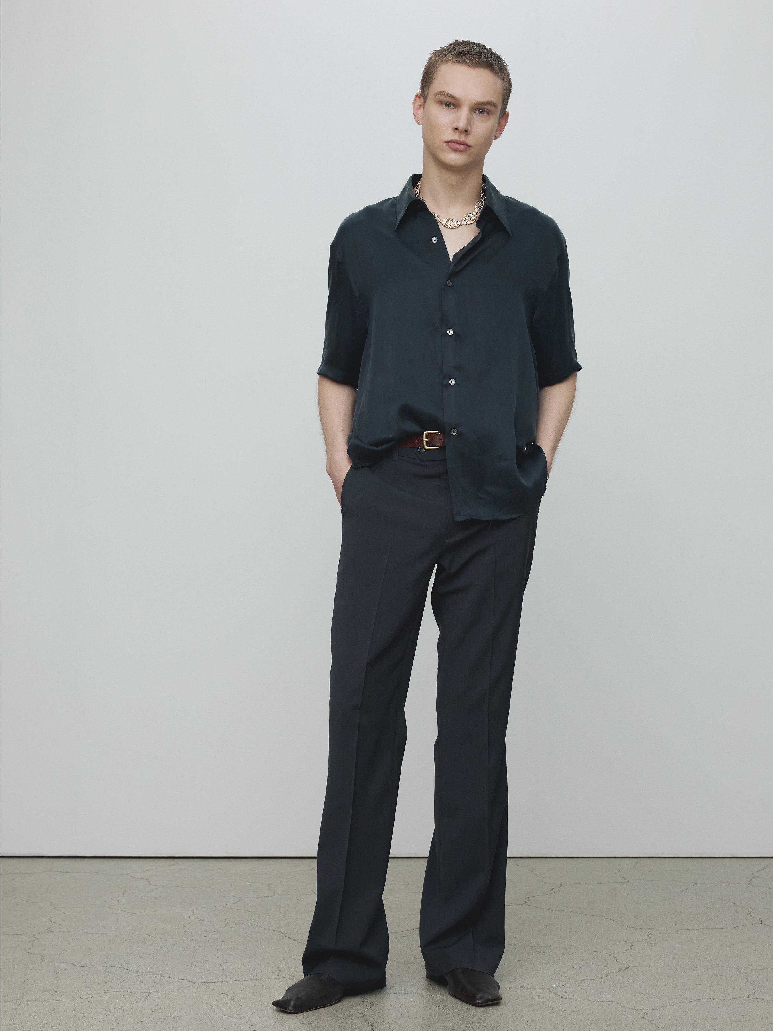 FLUID CUPRO SHIRT (JAPANESE FABRIC)_ NAVY