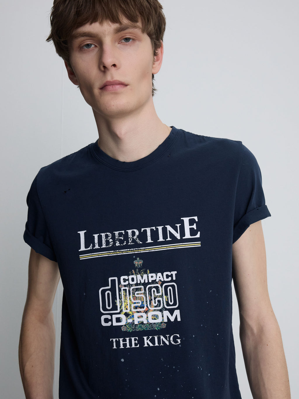 DISTRESSED LIBERTINE T-SHIRT_ NAVY