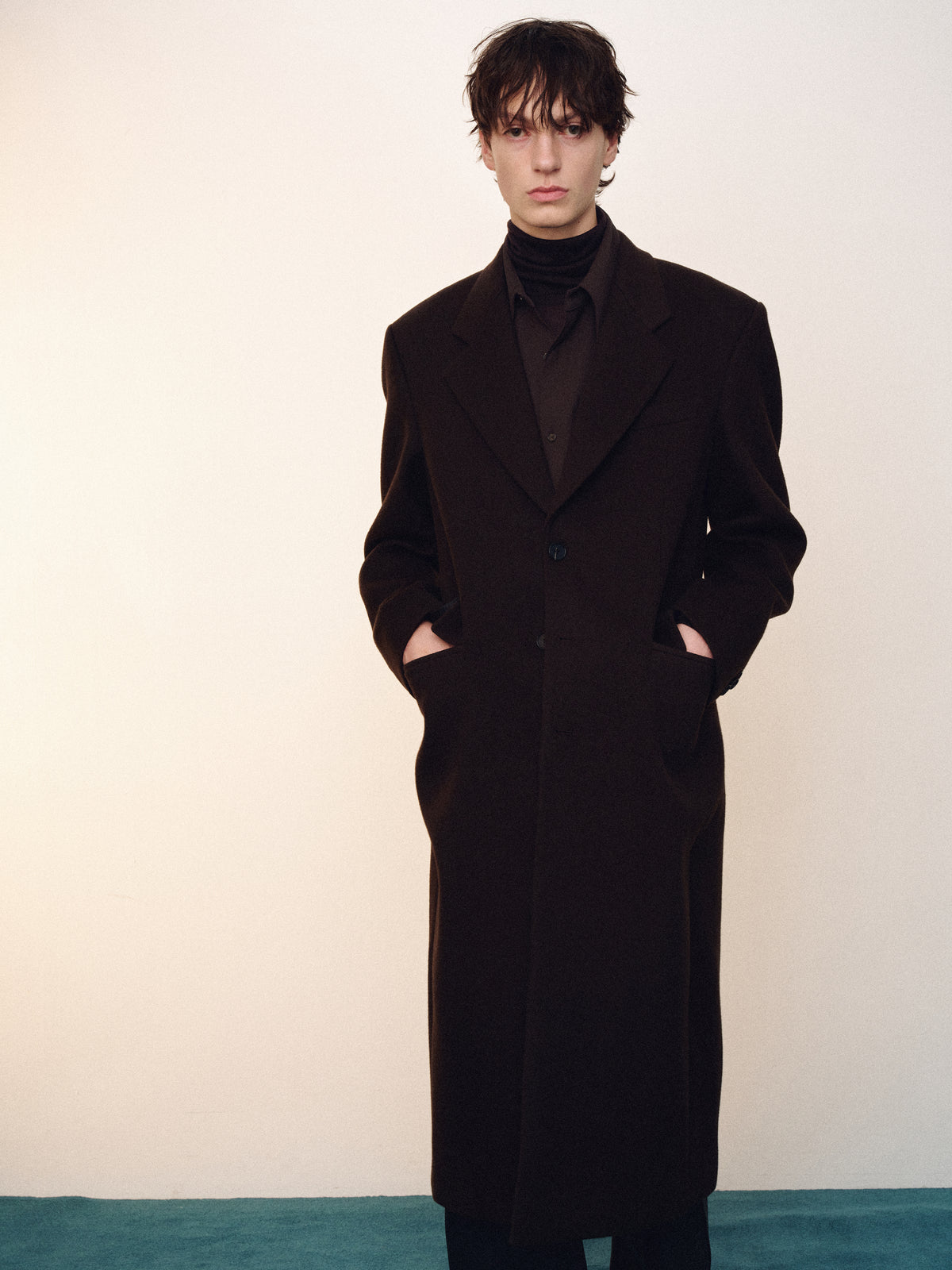 WOOL AND CASHMERE TAILORED COAT_ DEEP BROWN
