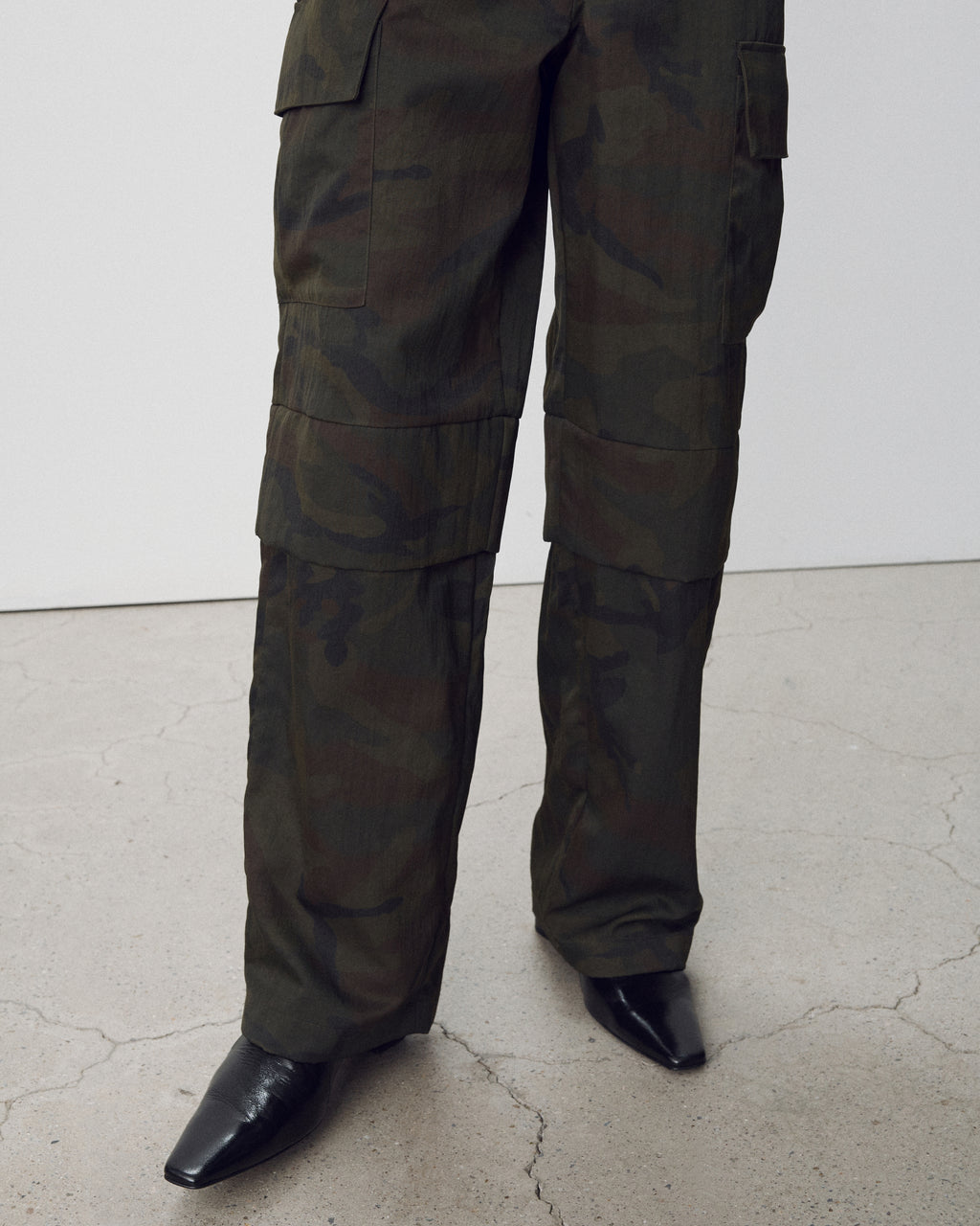 Camouflage Nylon Cargo Pants_ Dark Olive