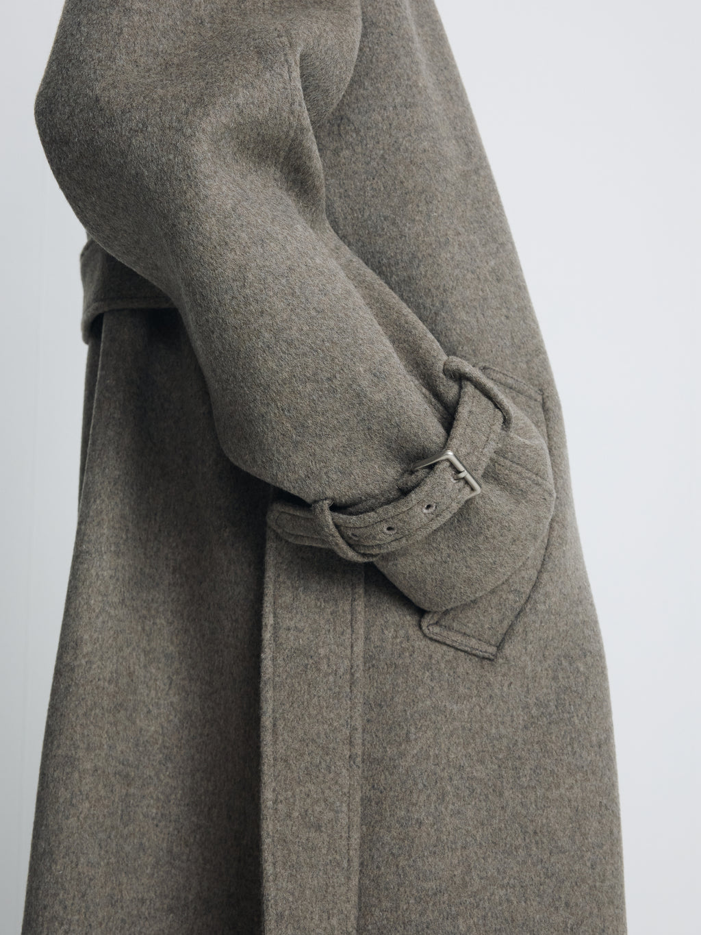 (W) HIGH-NECK BELTED WOOL COAT_ HEATHER GREY