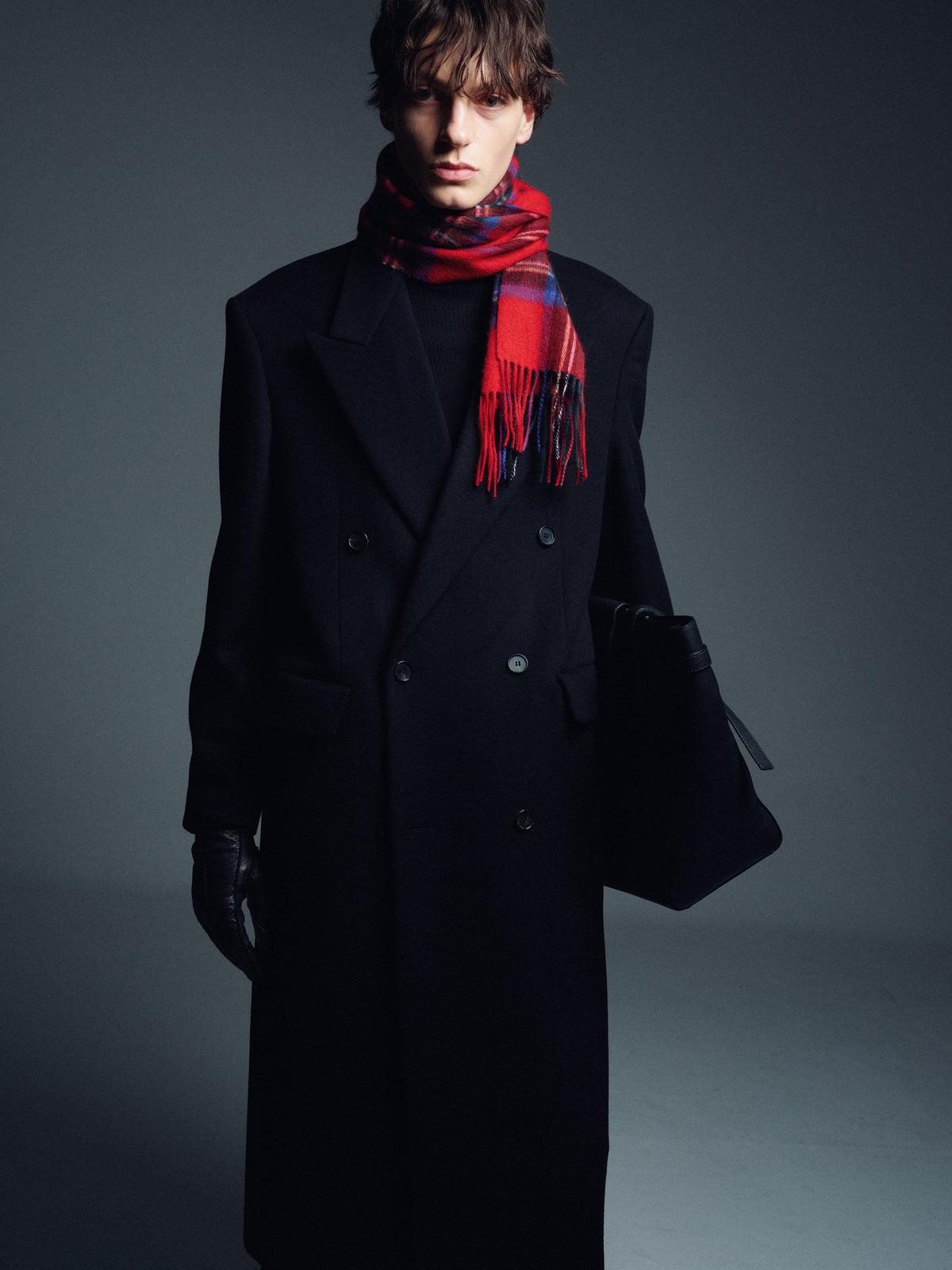 SOFT WOOL ESSENTIAL SCARF_ RED CHECK