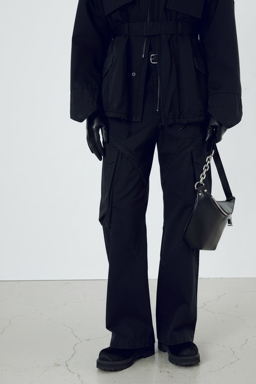 Garment-Dyed Gabardine Wide Cargo Pants_ Carbon Pigment