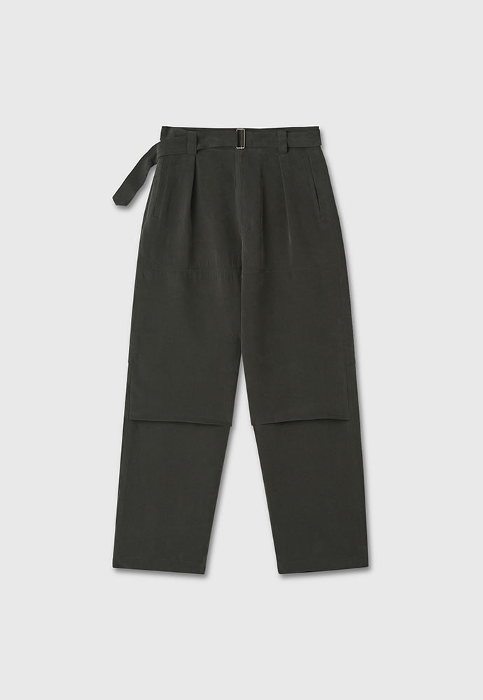 Drape Cupro Belted Pants_ Ripe Olive