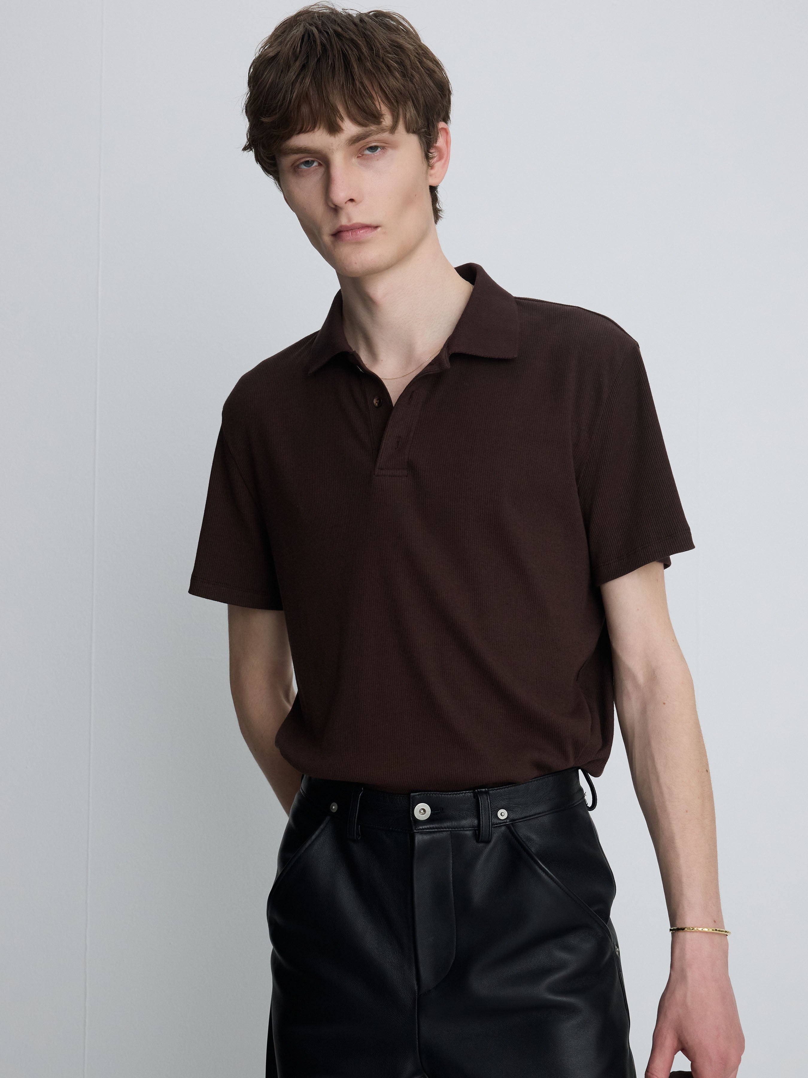 (2026/06/09 Open) SOFT RIBBED POLO SHIRT_ BROWN