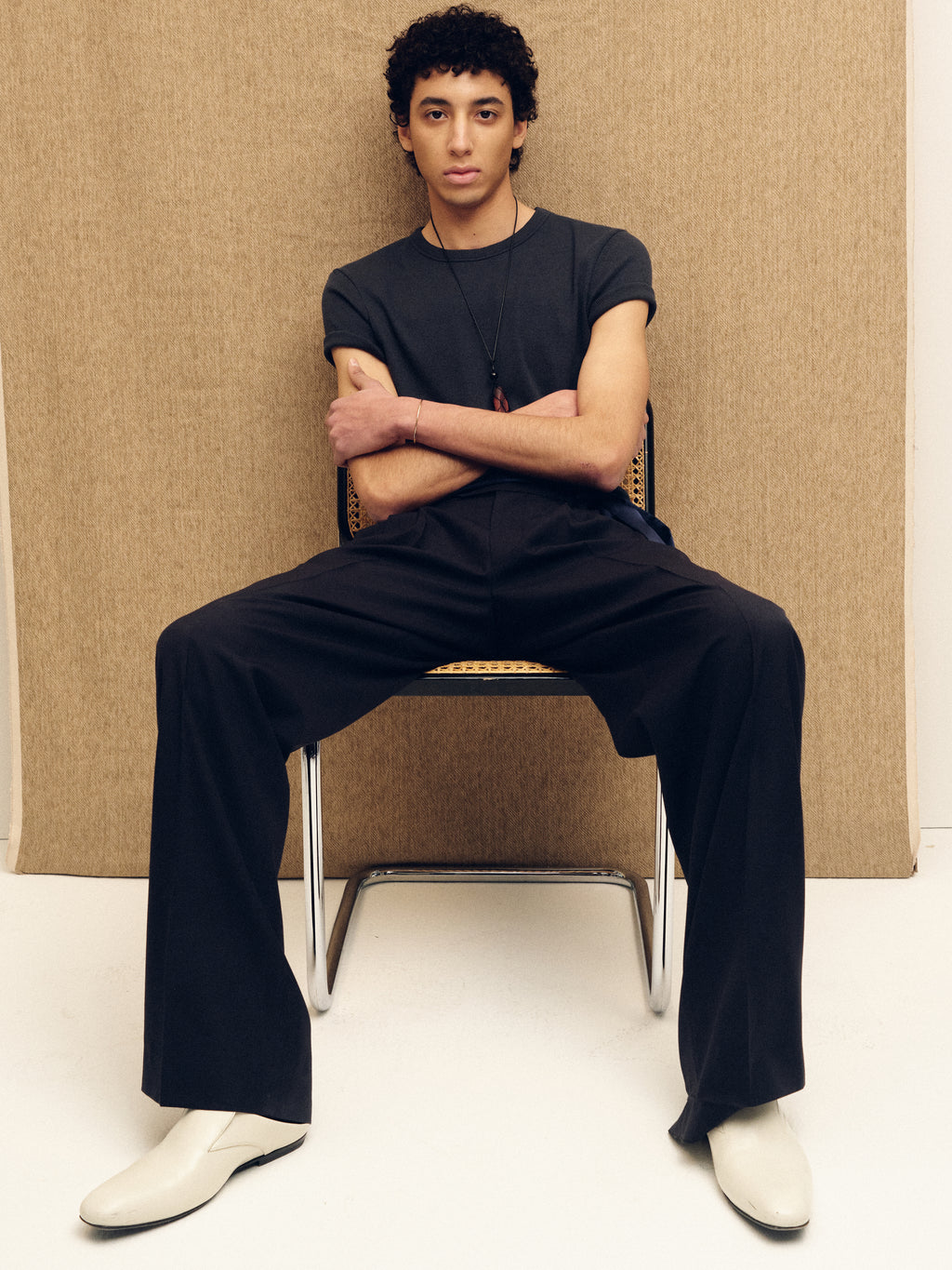 SOFT RIBBED FITTED T-SHIRT_ NAVY TEAL