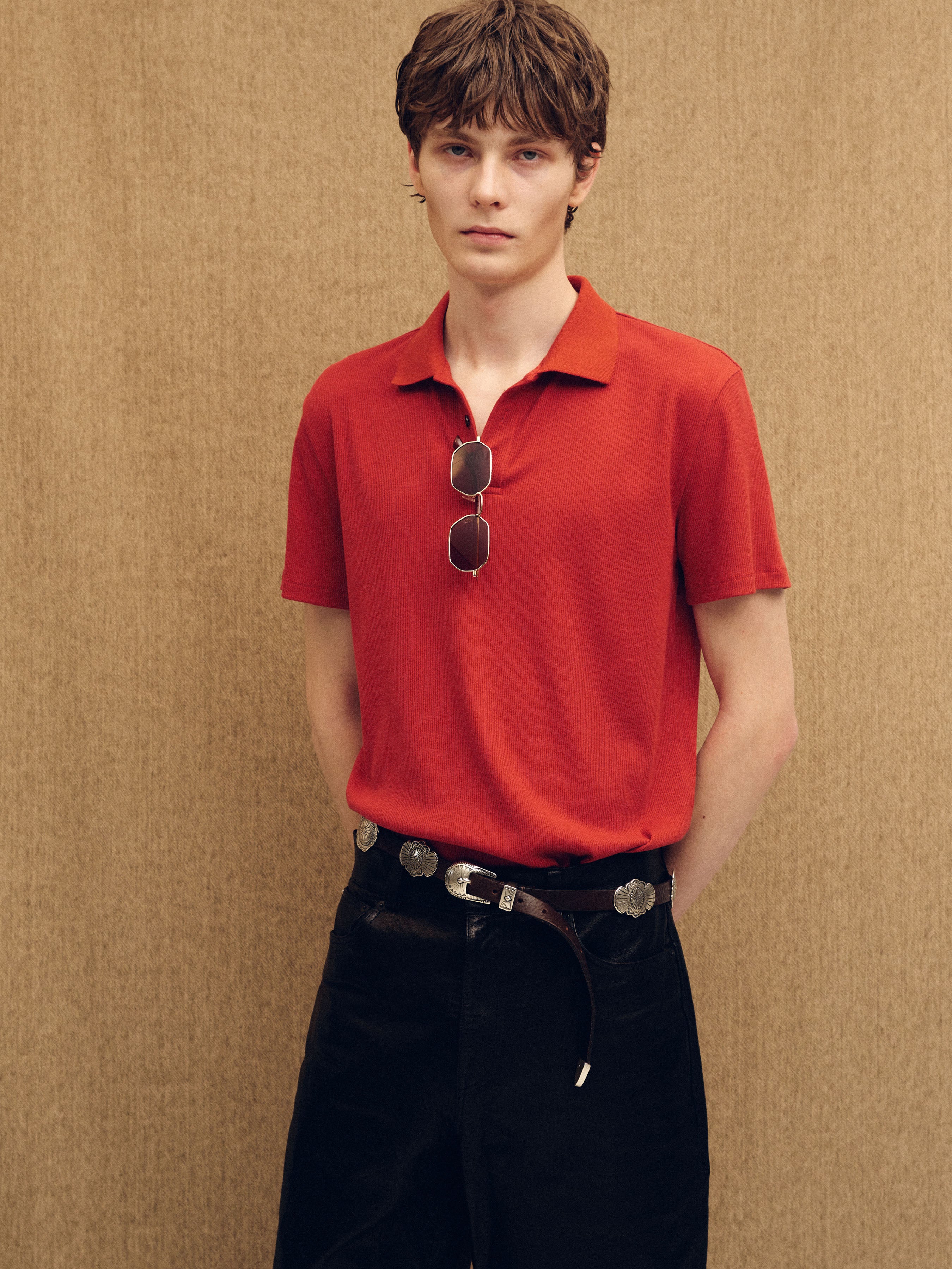 (2026/06/09 Open) SOFT RIBBED POLO SHIRT_ DARK RED