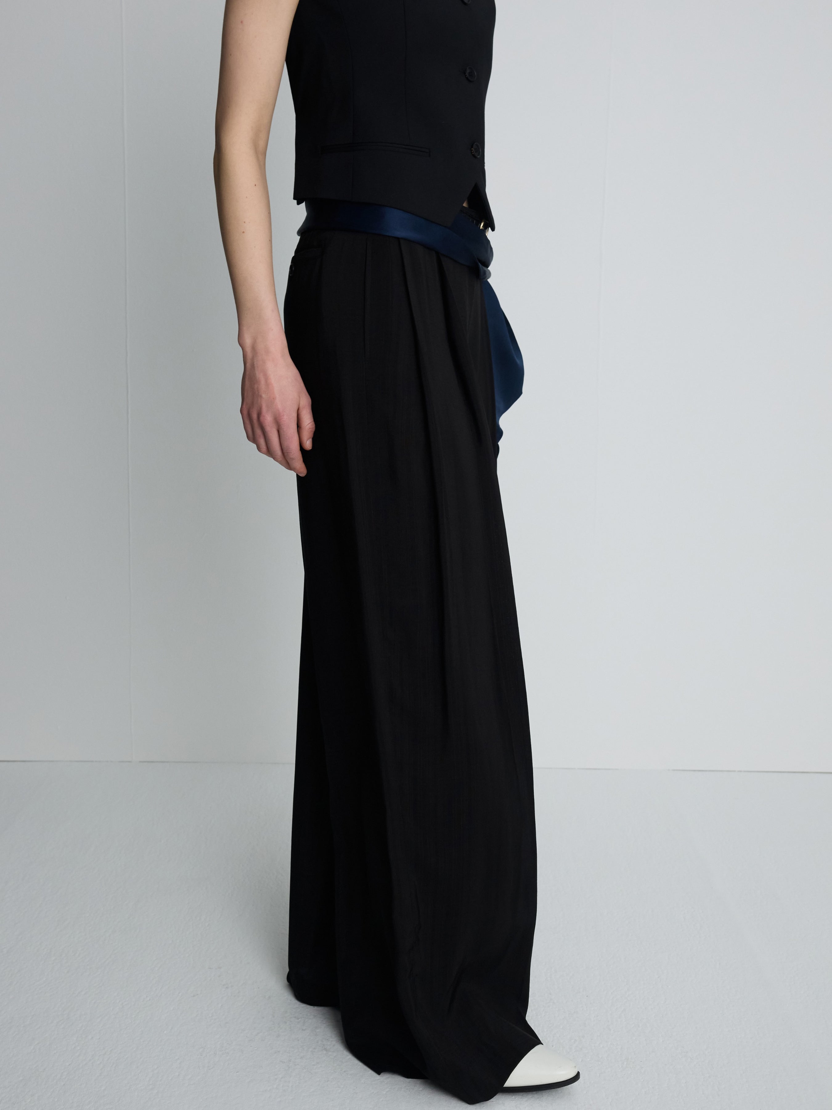 (W) WOOL TAILORED VEST_ BLACK