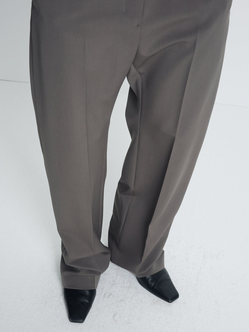(W) WOOL OVERSIZED TROUSERS_ TAUPE GREY