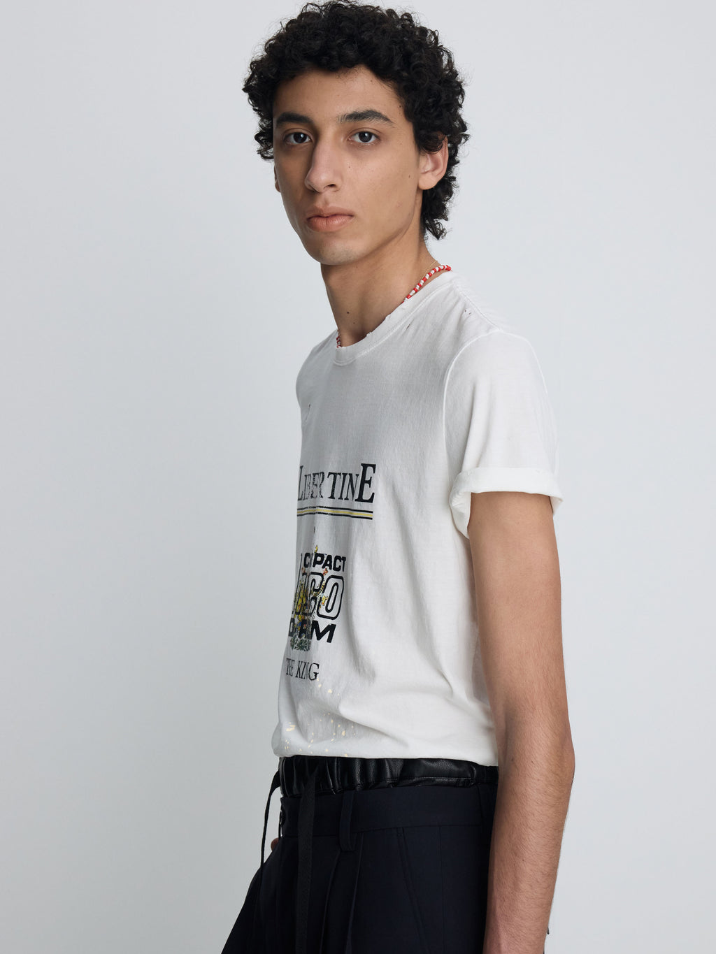 DISTRESSED LIBERTINE T-SHIRT_ WHITE