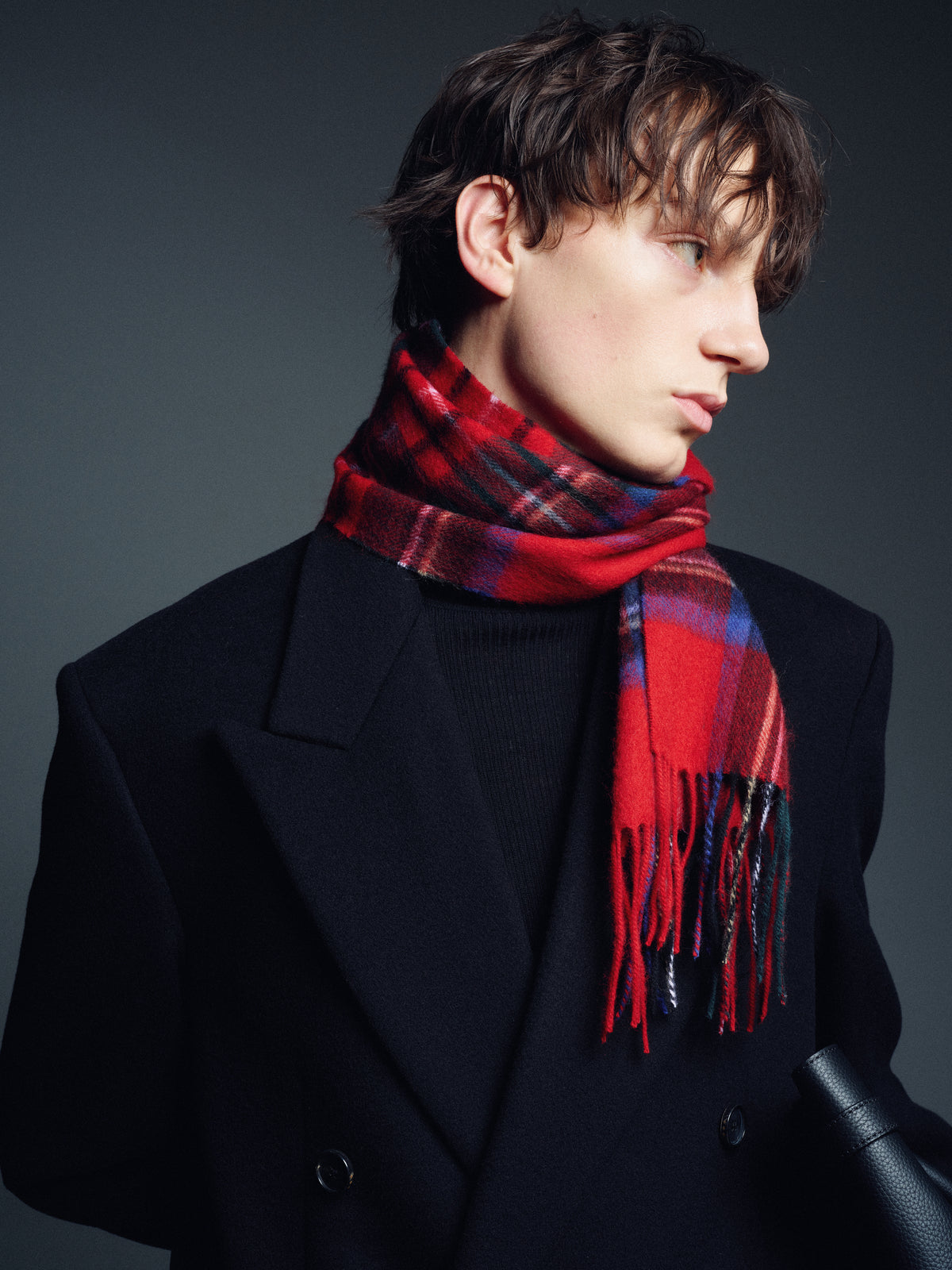 SOFT WOOL ESSENTIAL SCARF_ RED CHECK