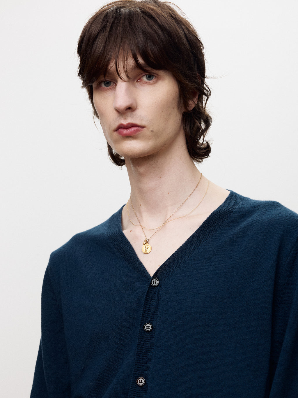 SUPER FINE MERINO WOOL KNIT CARDIGAN_ DARK BLUE