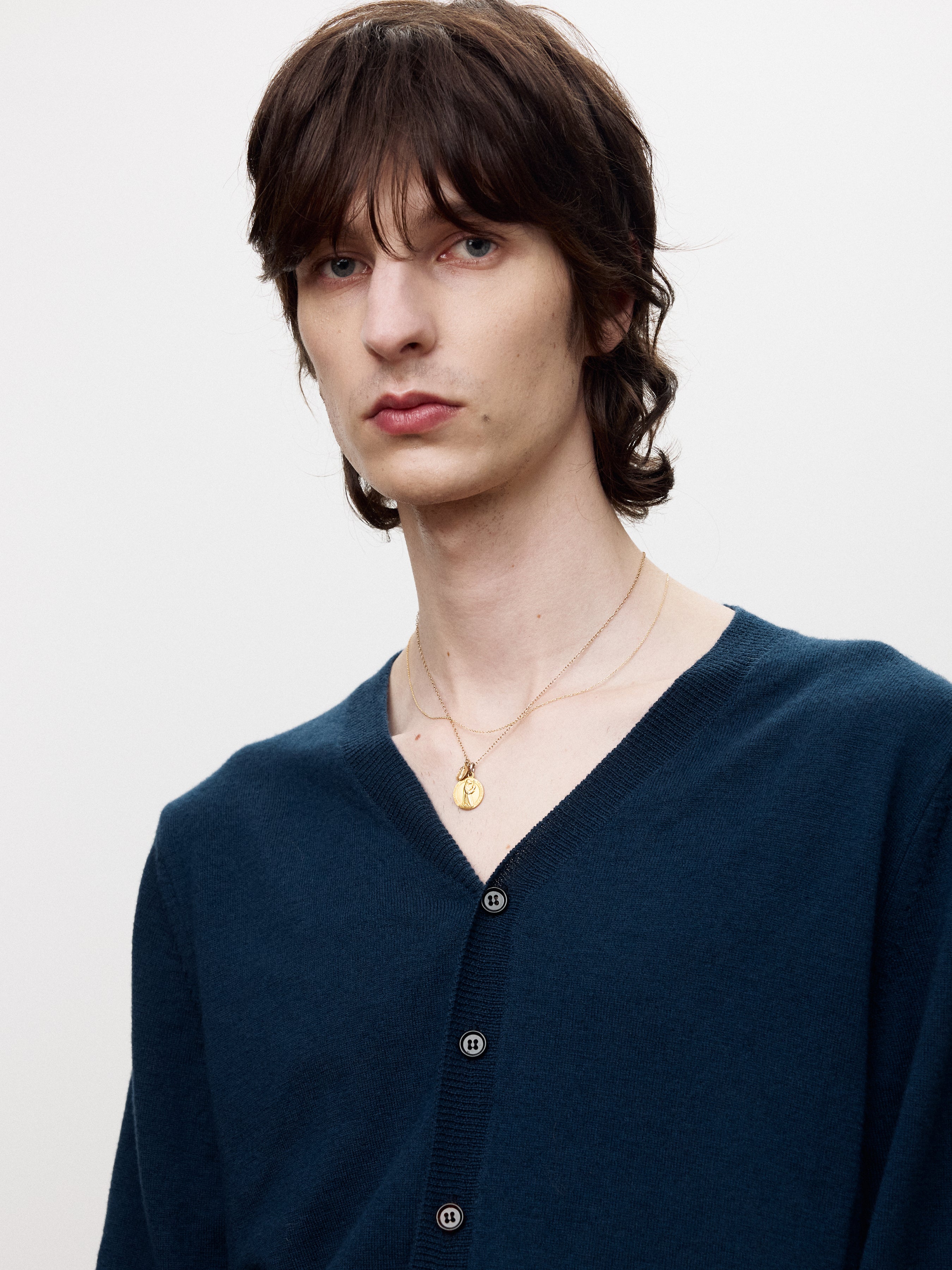 SUPER FINE MERINO WOOL KNIT CARDIGAN_ DARK BLUE