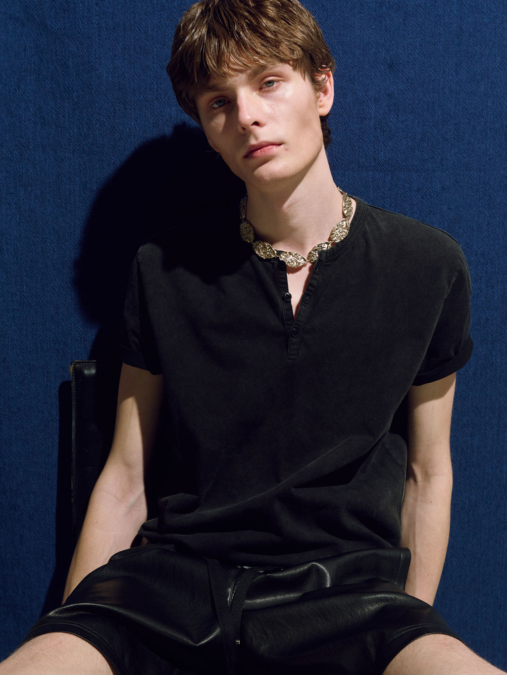 (2026.06.09 Open) GARMENT DYED HENLEY NECK TOP_ VINTAGE BLACK