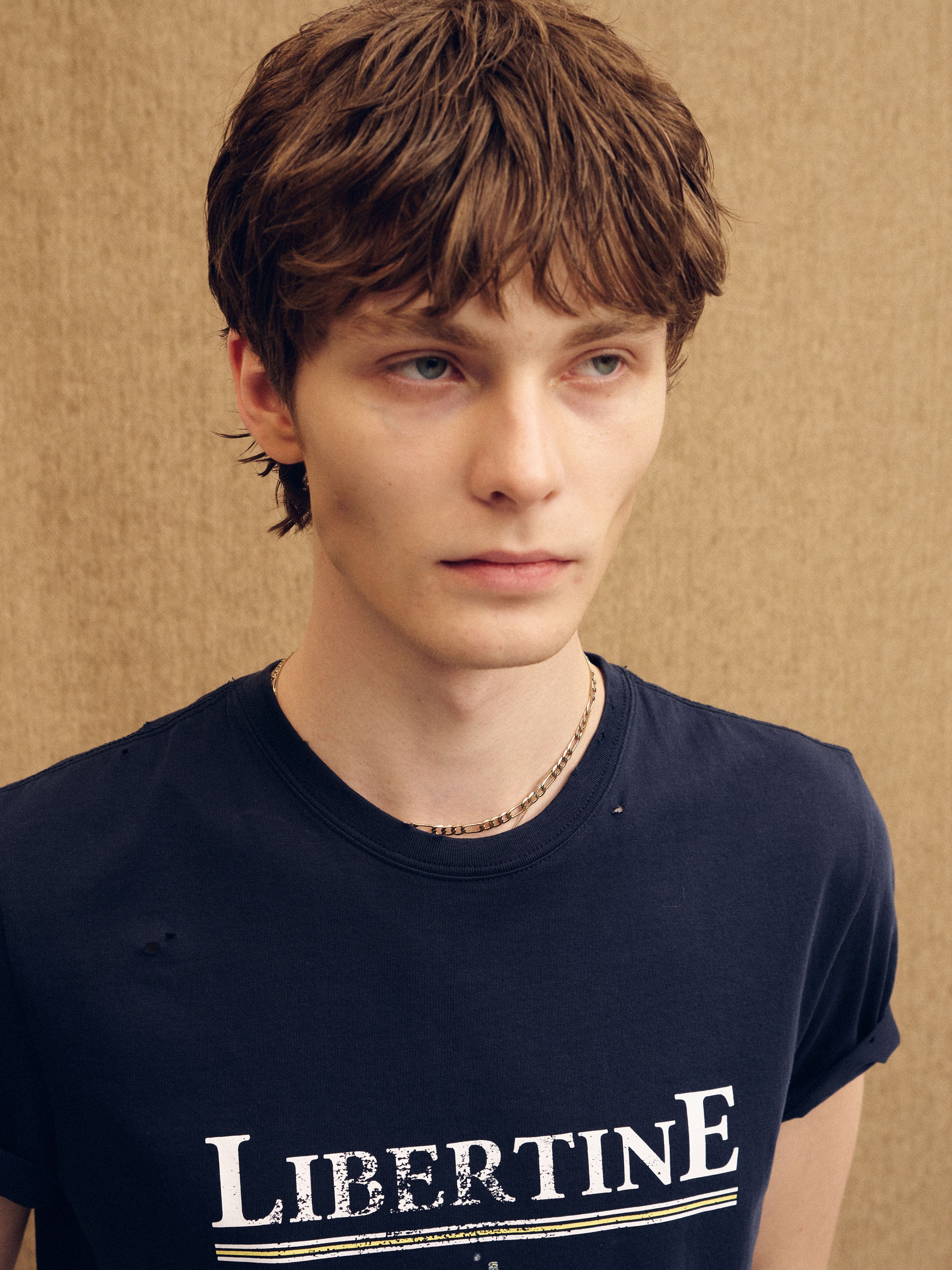 DISTRESSED LIBERTINE T-SHIRT_ NAVY