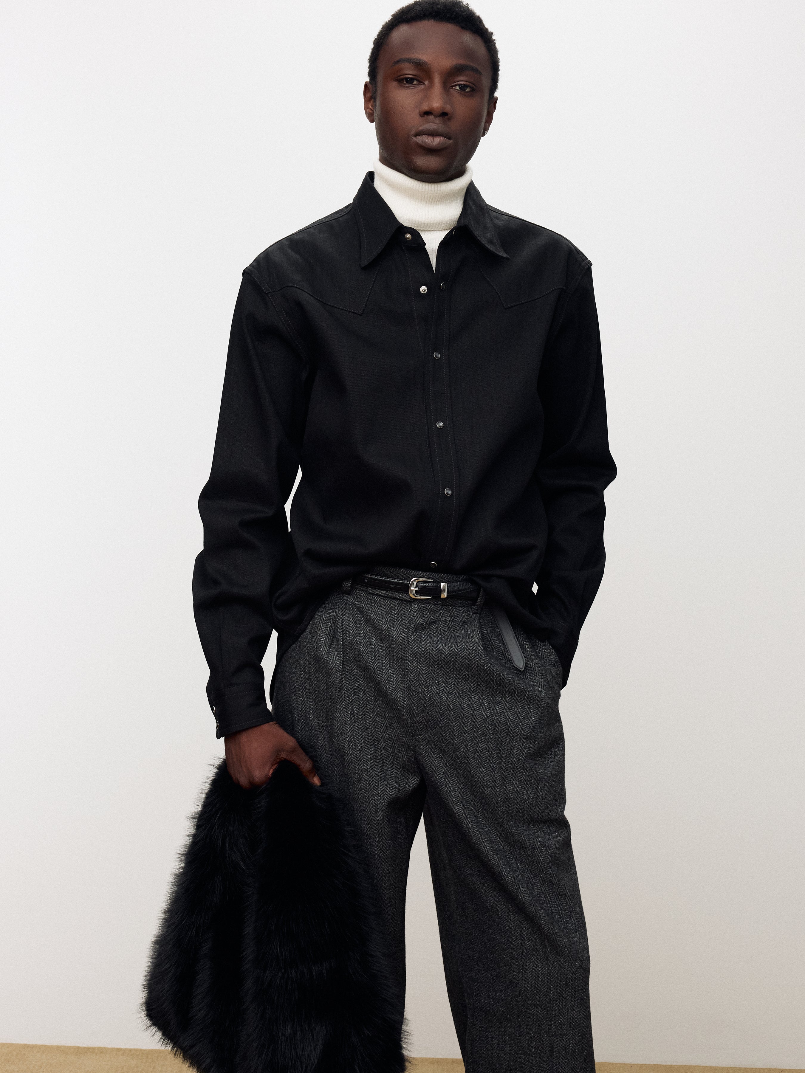RAW DENIM WESTERN SHIRT_ BLACK