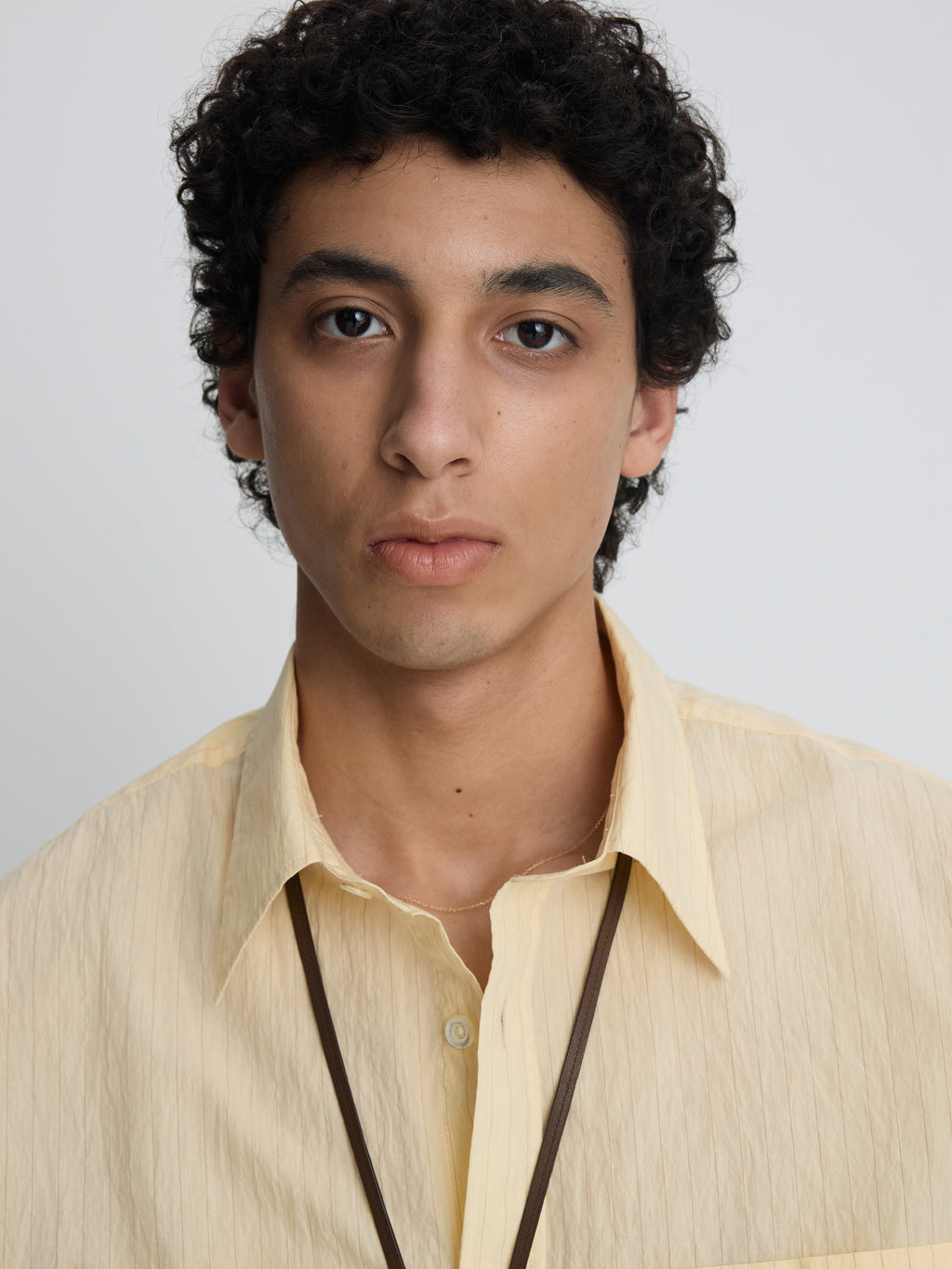 PINSTRIPED COTTON BLEND SHIRT_ PALE YELLOW