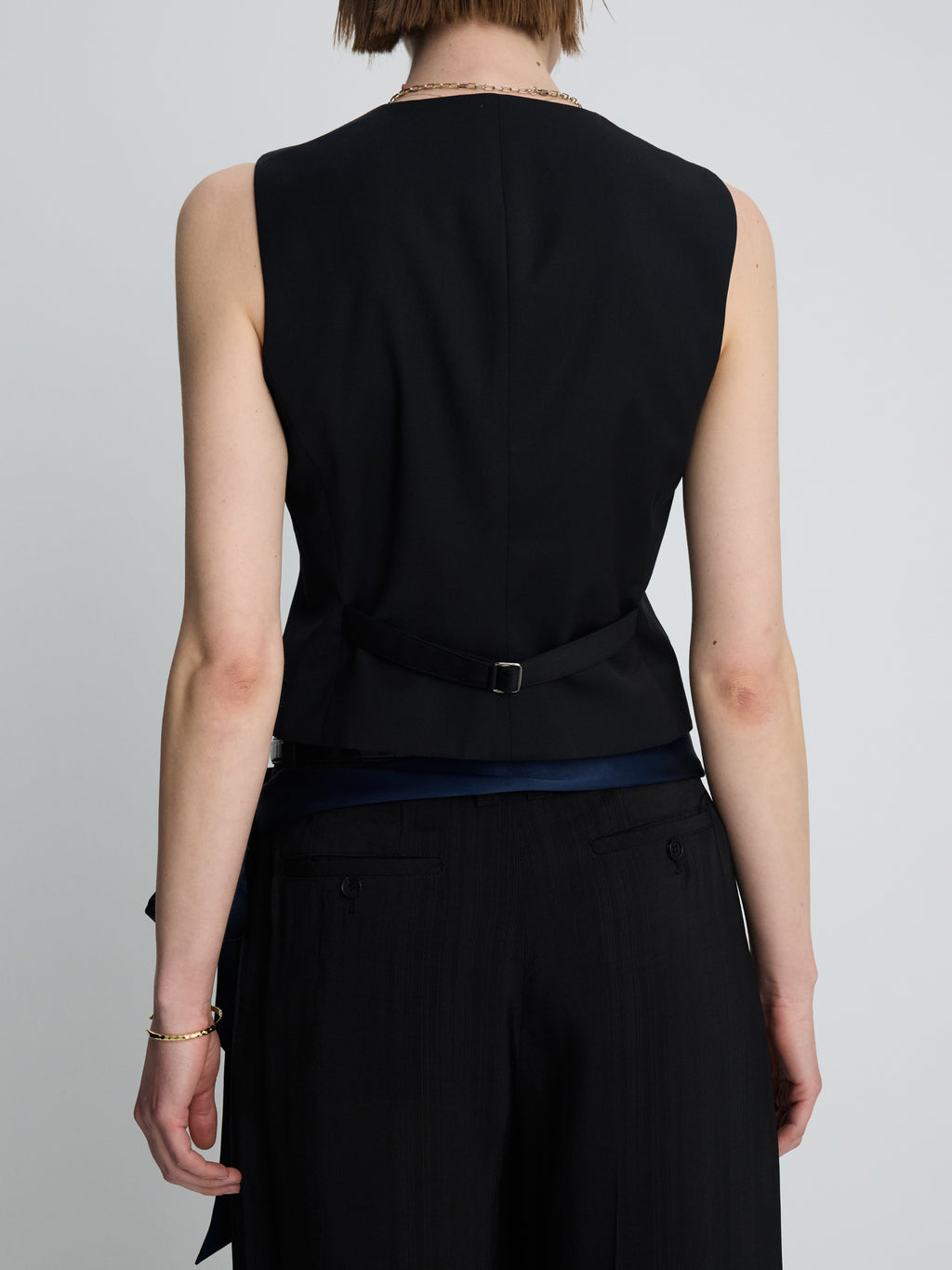 (W) WOOL TAILORED VEST_ BLACK