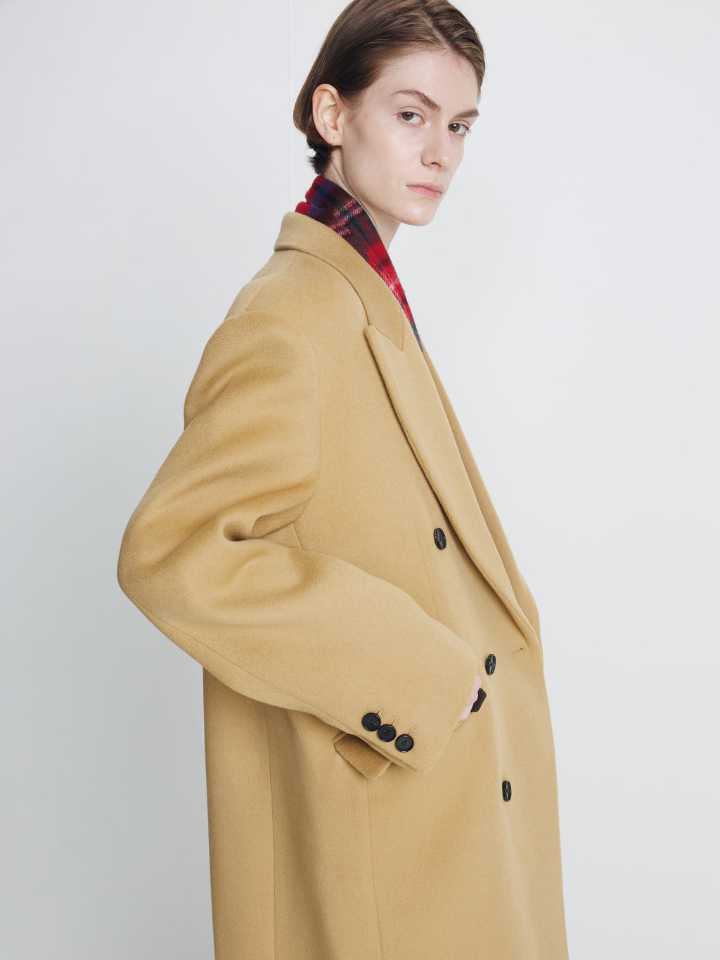 (W) WOOL TAILORED DOUBLE-BREASTED MAXI COAT_ CAMEL