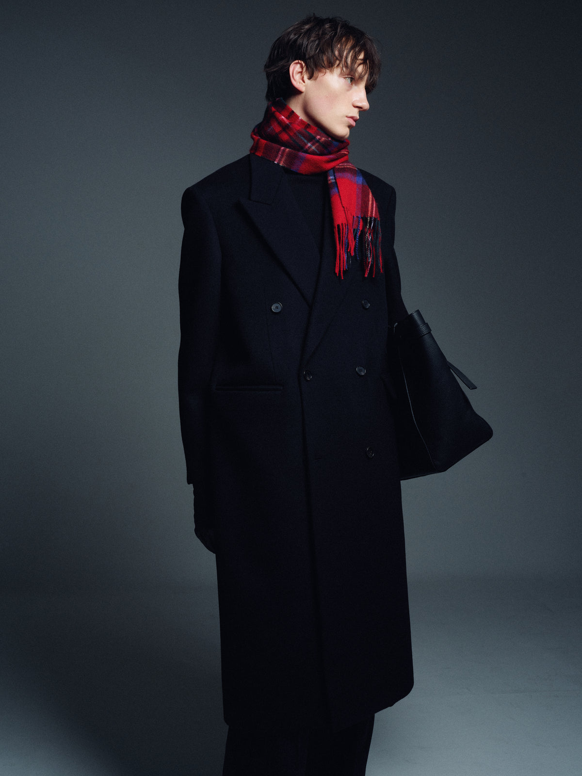 WOOL AND CASHMERE DOUBLE-BREASTED COAT_ BLACK