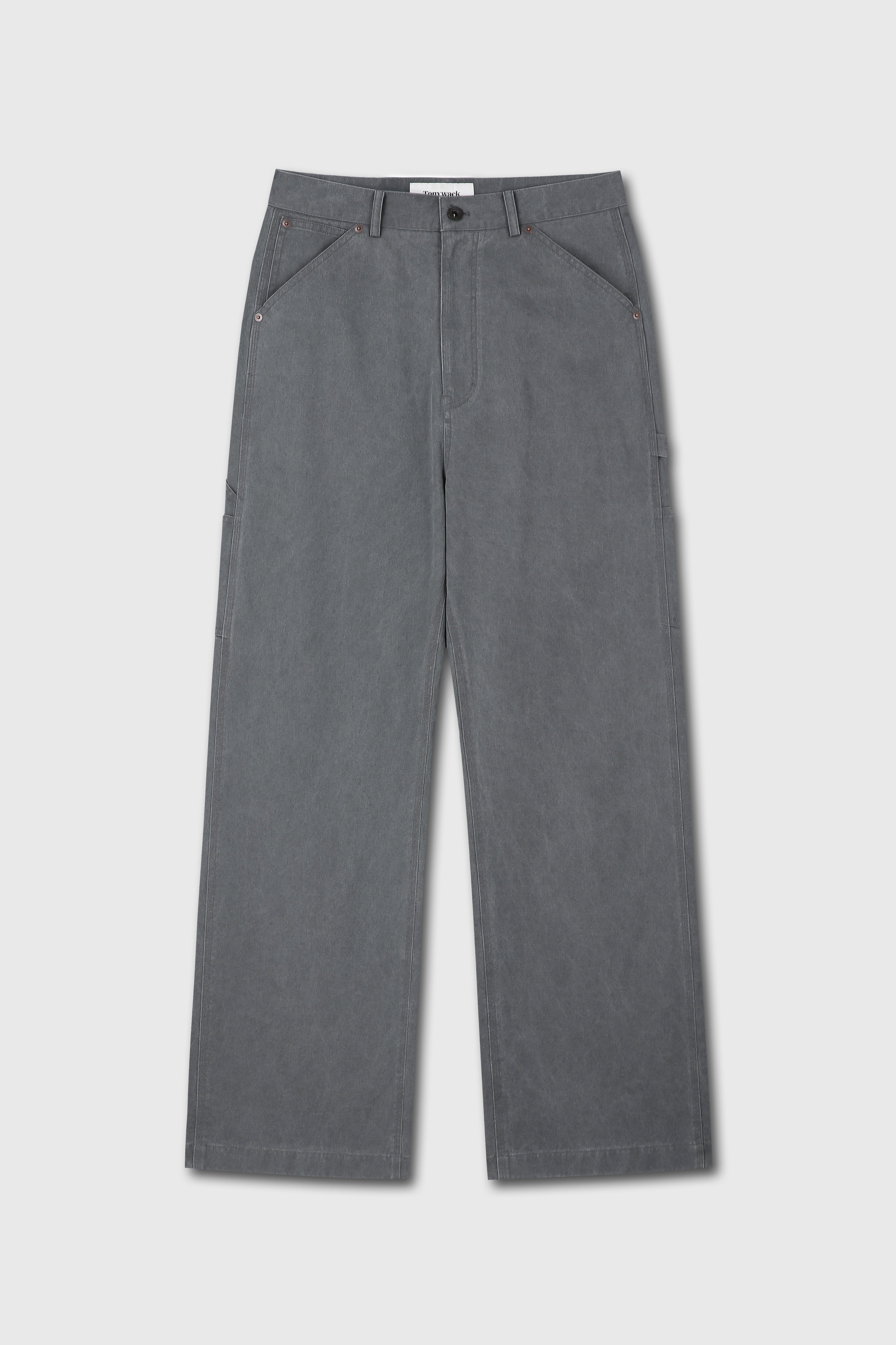 WASHED COTTON WIDE-LEG WORK PANTS_ RHINO