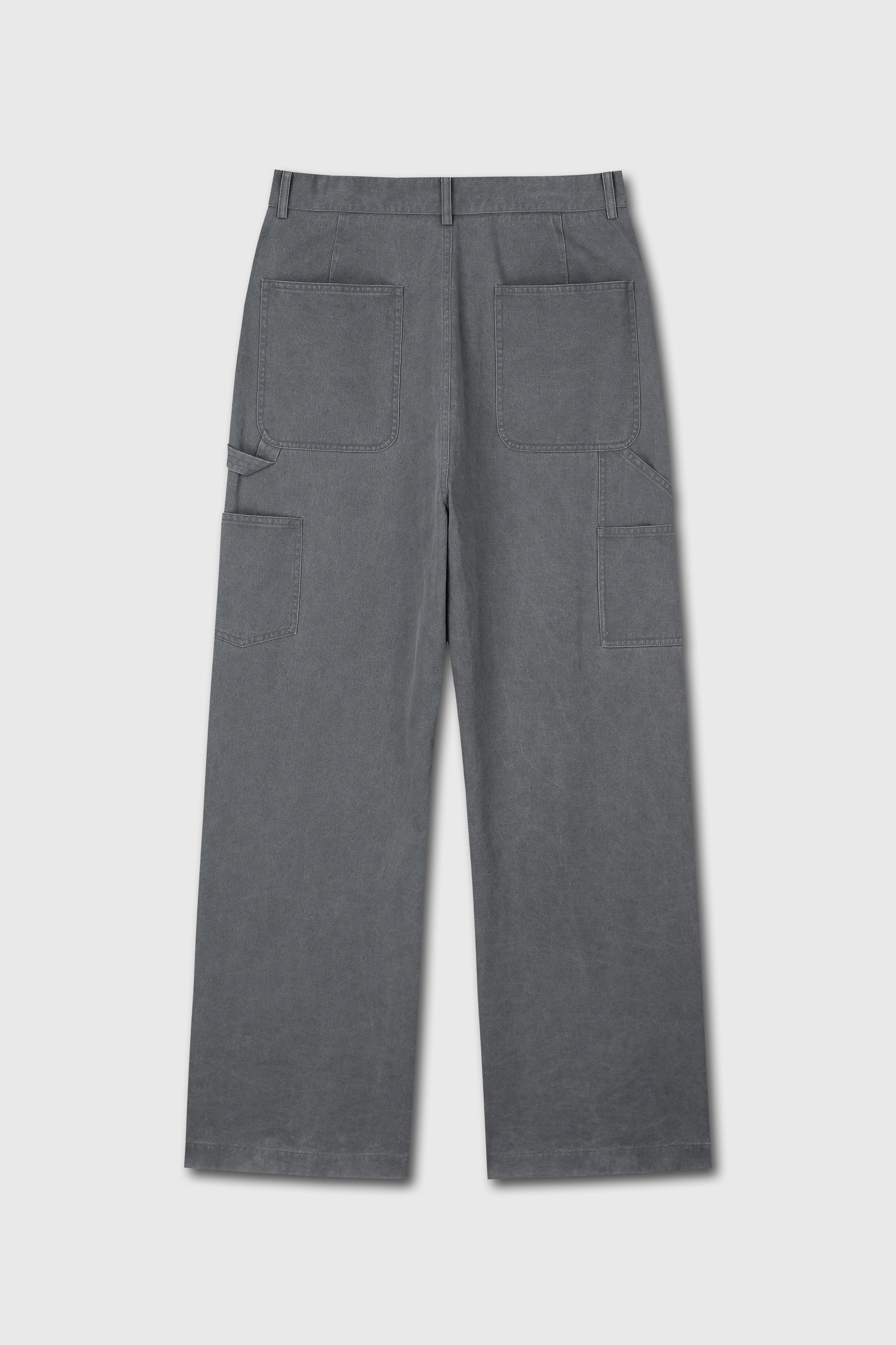 WASHED COTTON WIDE-LEG WORK PANTS_ RHINO