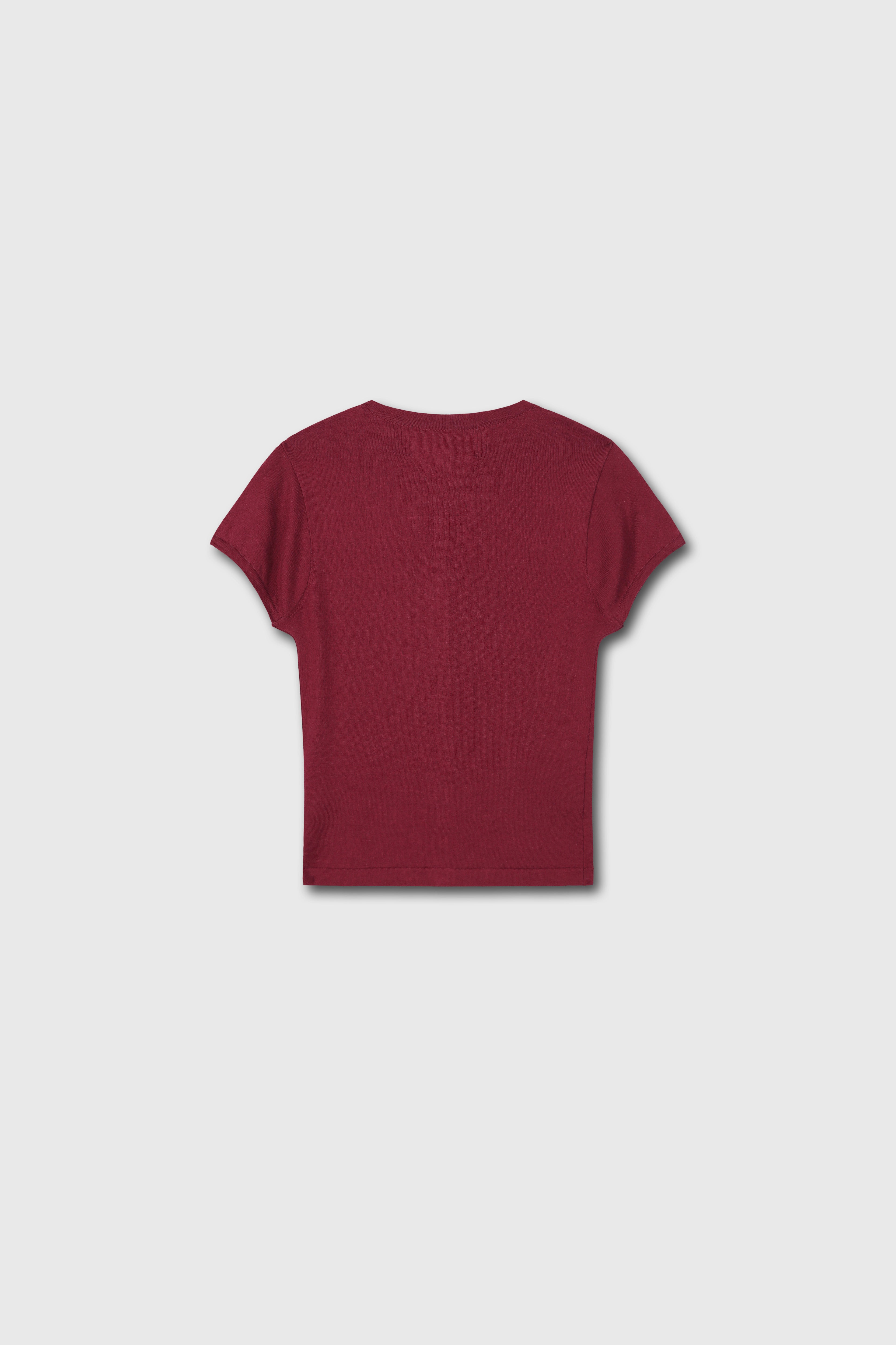 (W) SILK COTTON CAP SLEEVE CARDIGAN_ RED